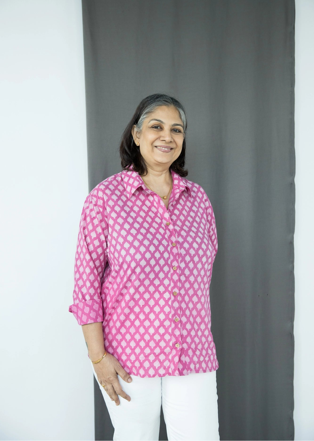 Pink Spade Handblock Shirt