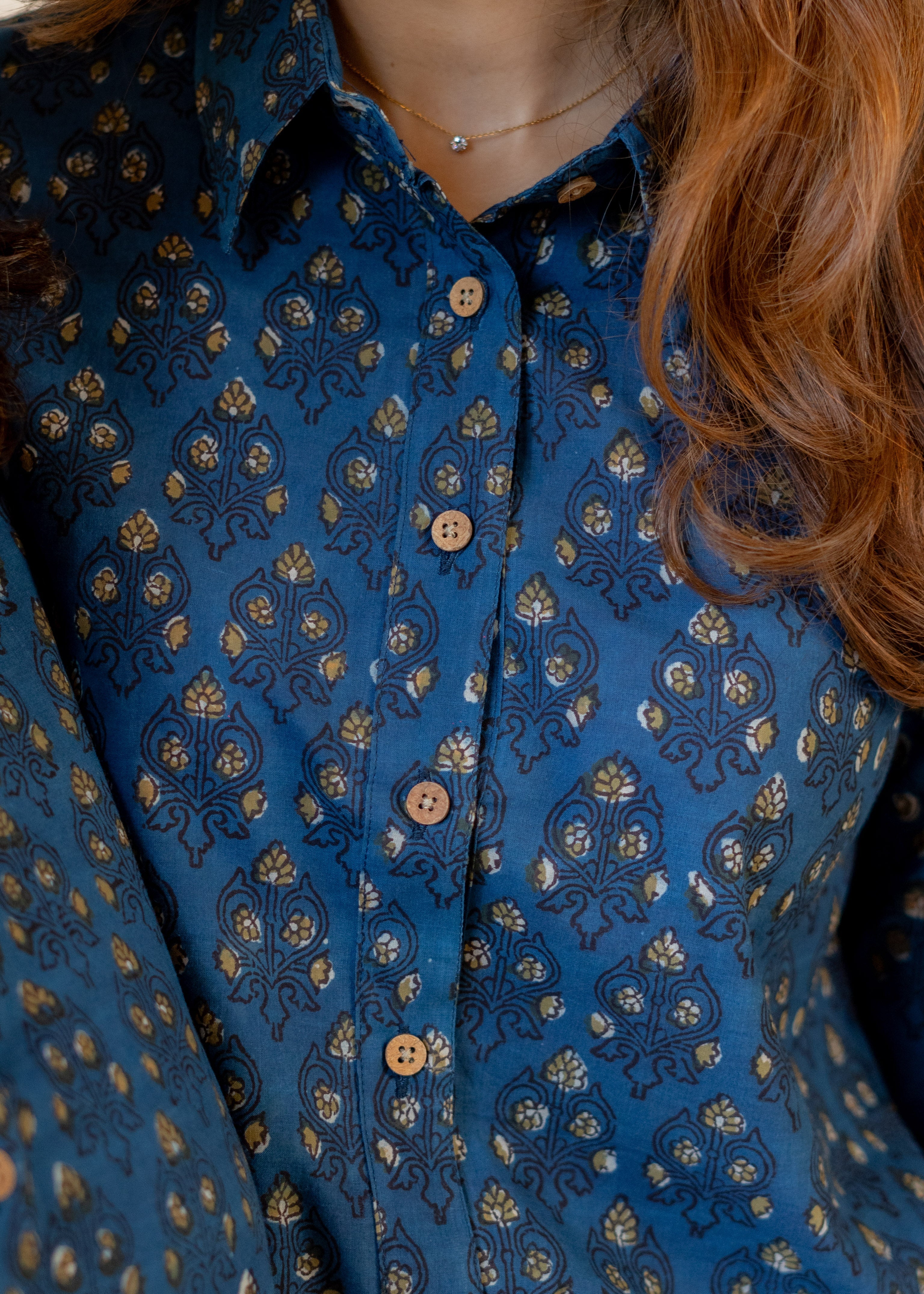 Blue Royal Handblock Cotton Shirt