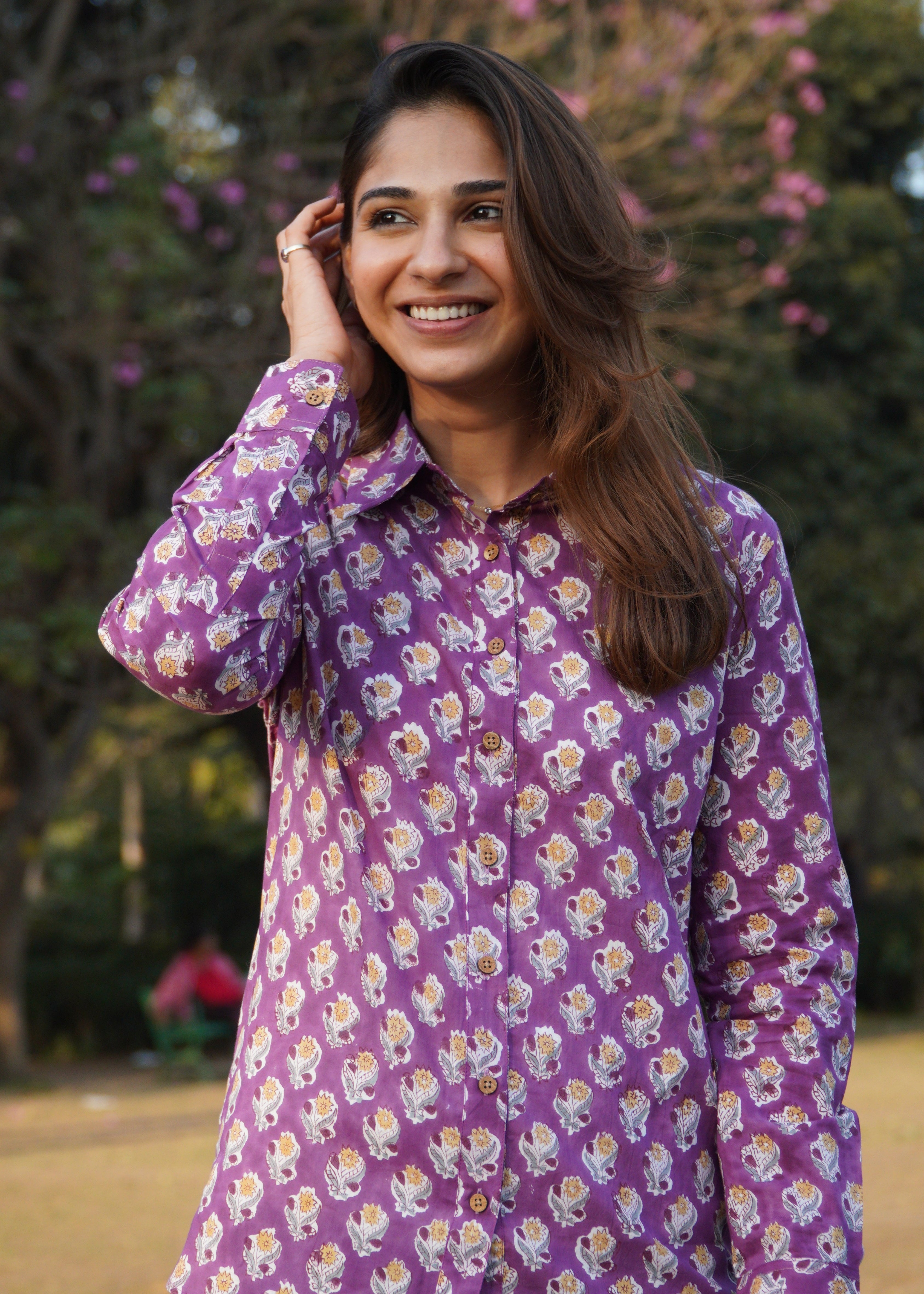 Purple Blossom Block print shirt
