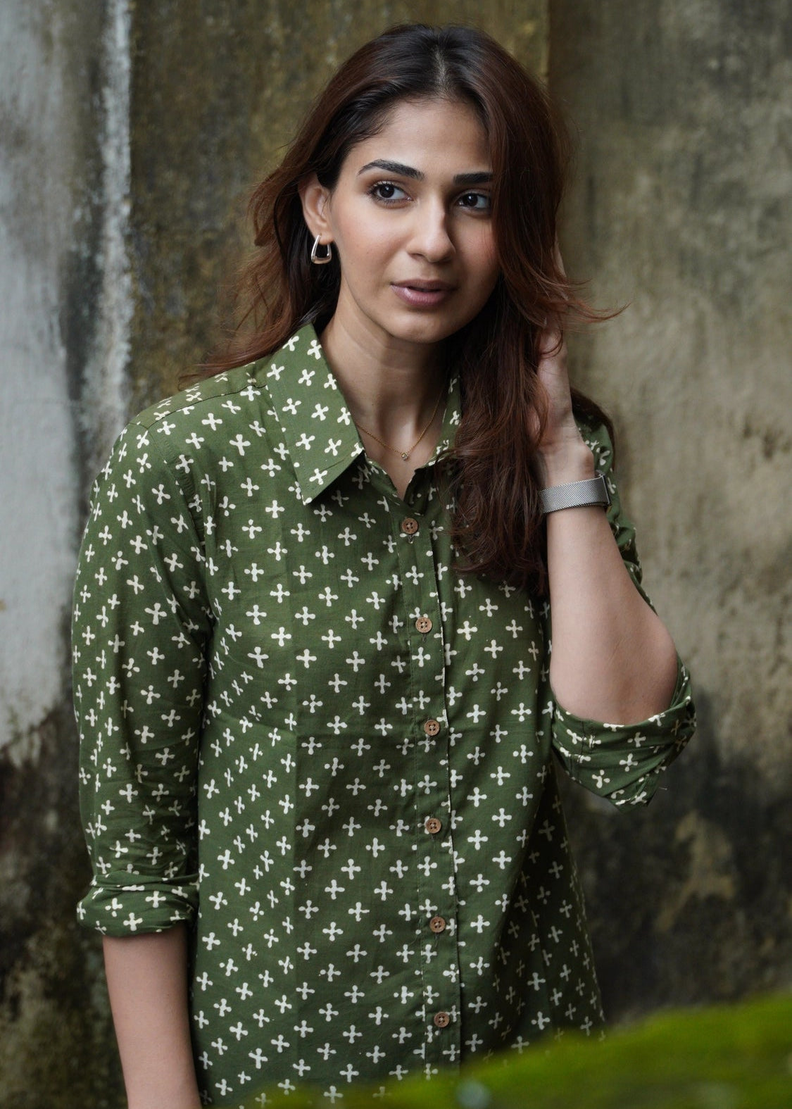 Green Batik Handblock Shirt