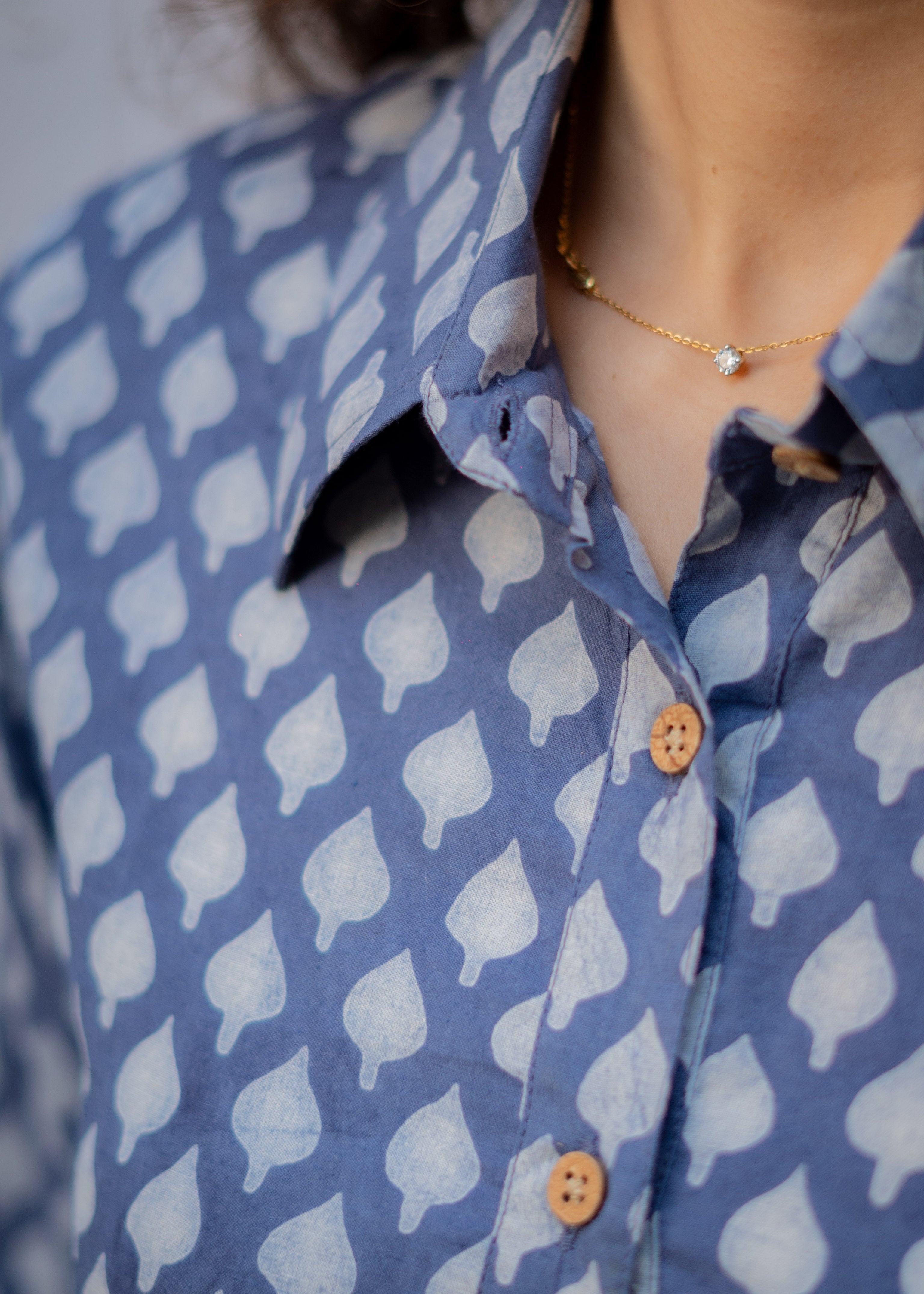Blue Spade Block Print Shirt