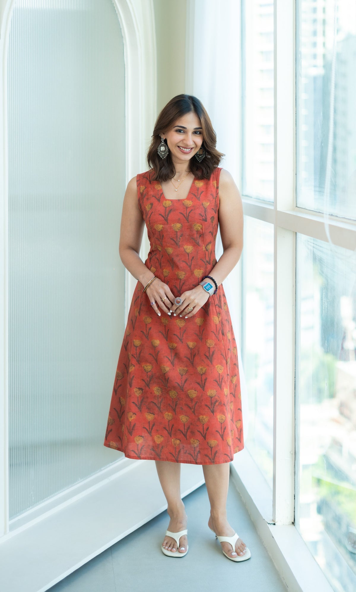 Genda Bagru Phool Cotton Corset Dress