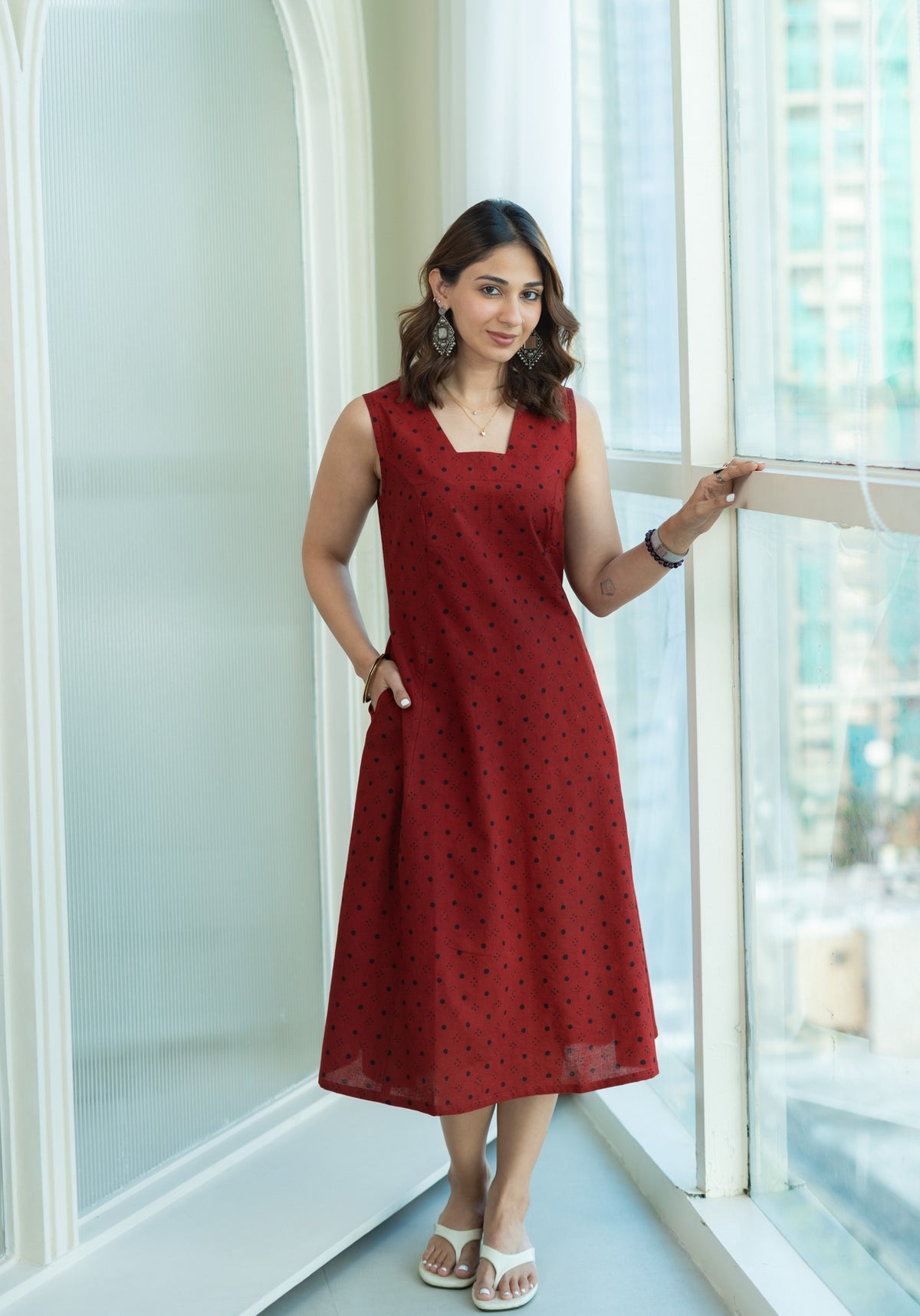 Ajrakh Chunki Madder Buti Cotton Corset Dress