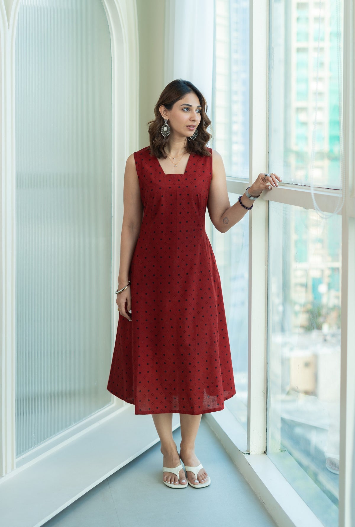 Ajrakh Chunki Madder Buti Cotton Corset Dress