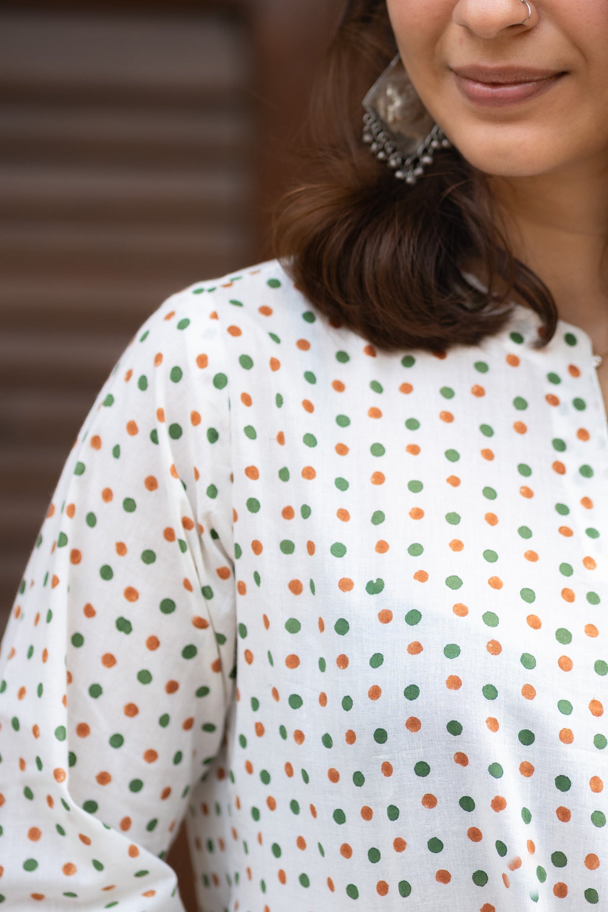Fairy Polka Bell Sleeves Cotton Short Top