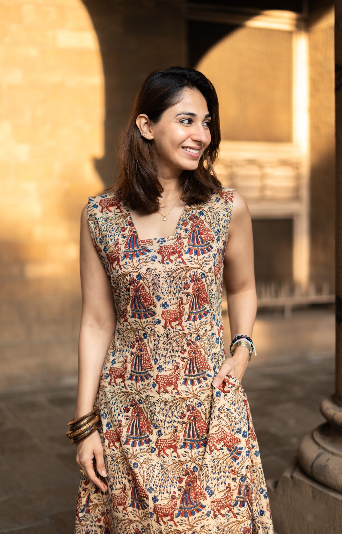 Bagru Folk Art Cotton Corset Dress
