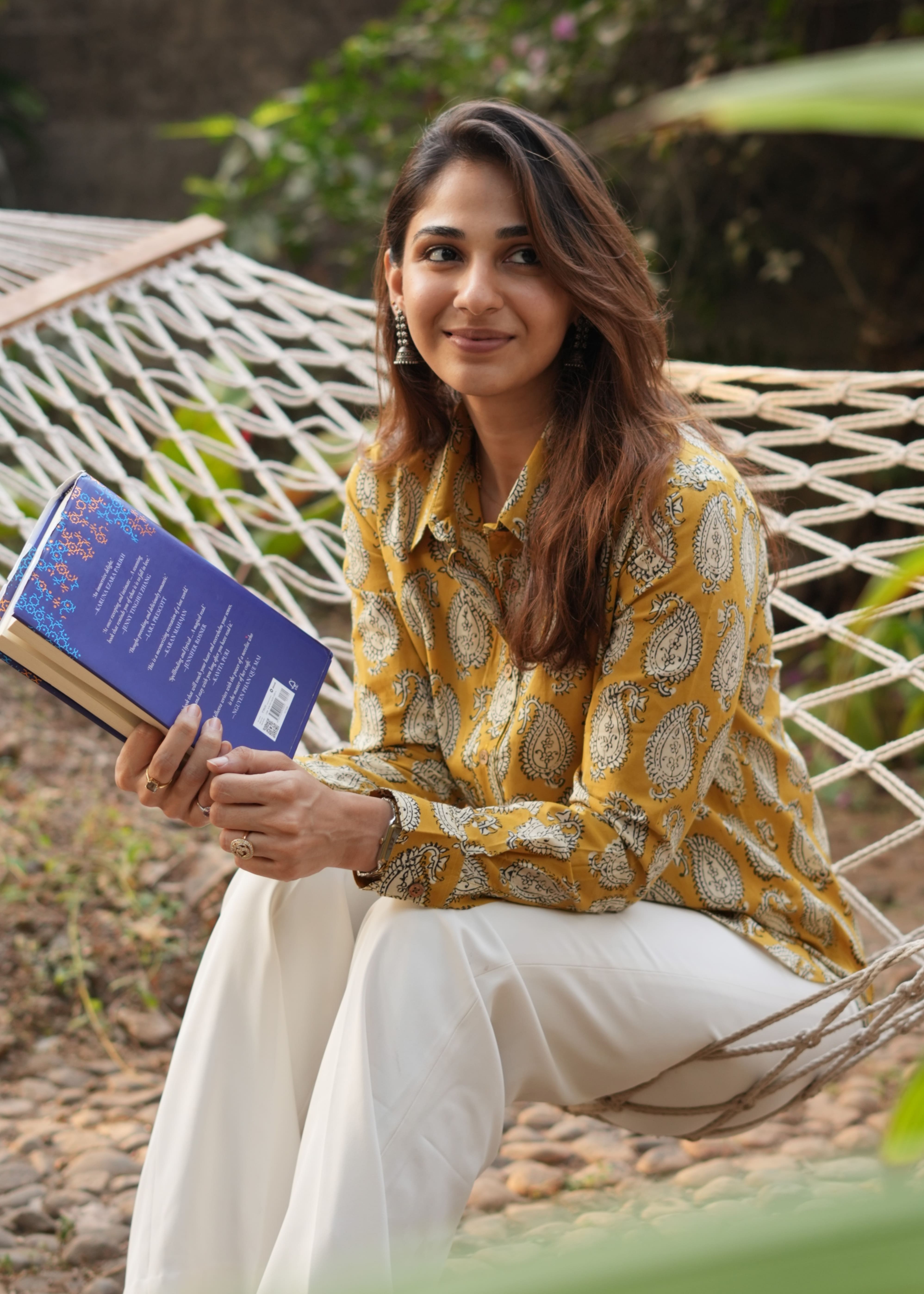 Mustard Mango Block Print Cotton Shirt