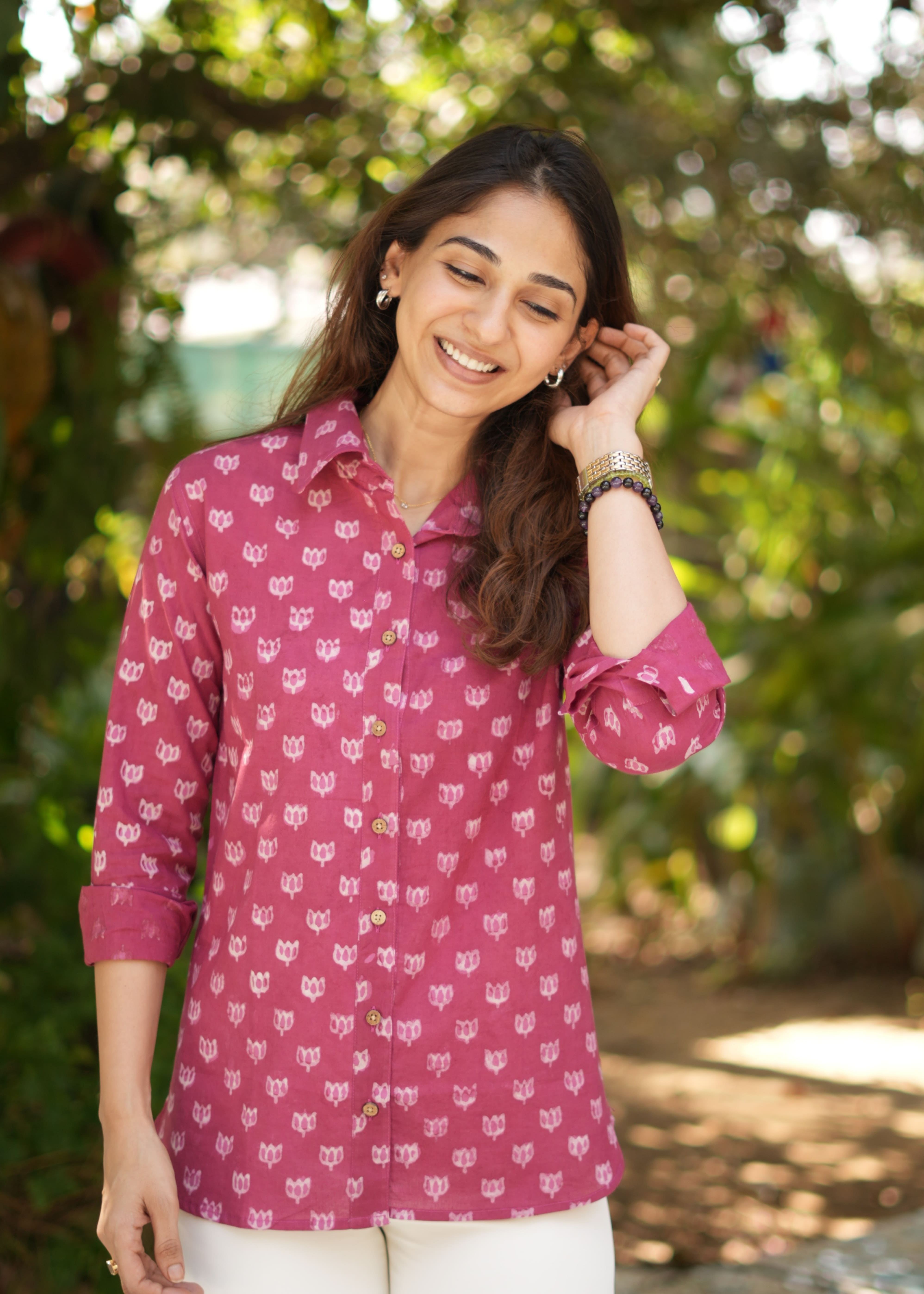 Maroon Bagru Block Print Shirt