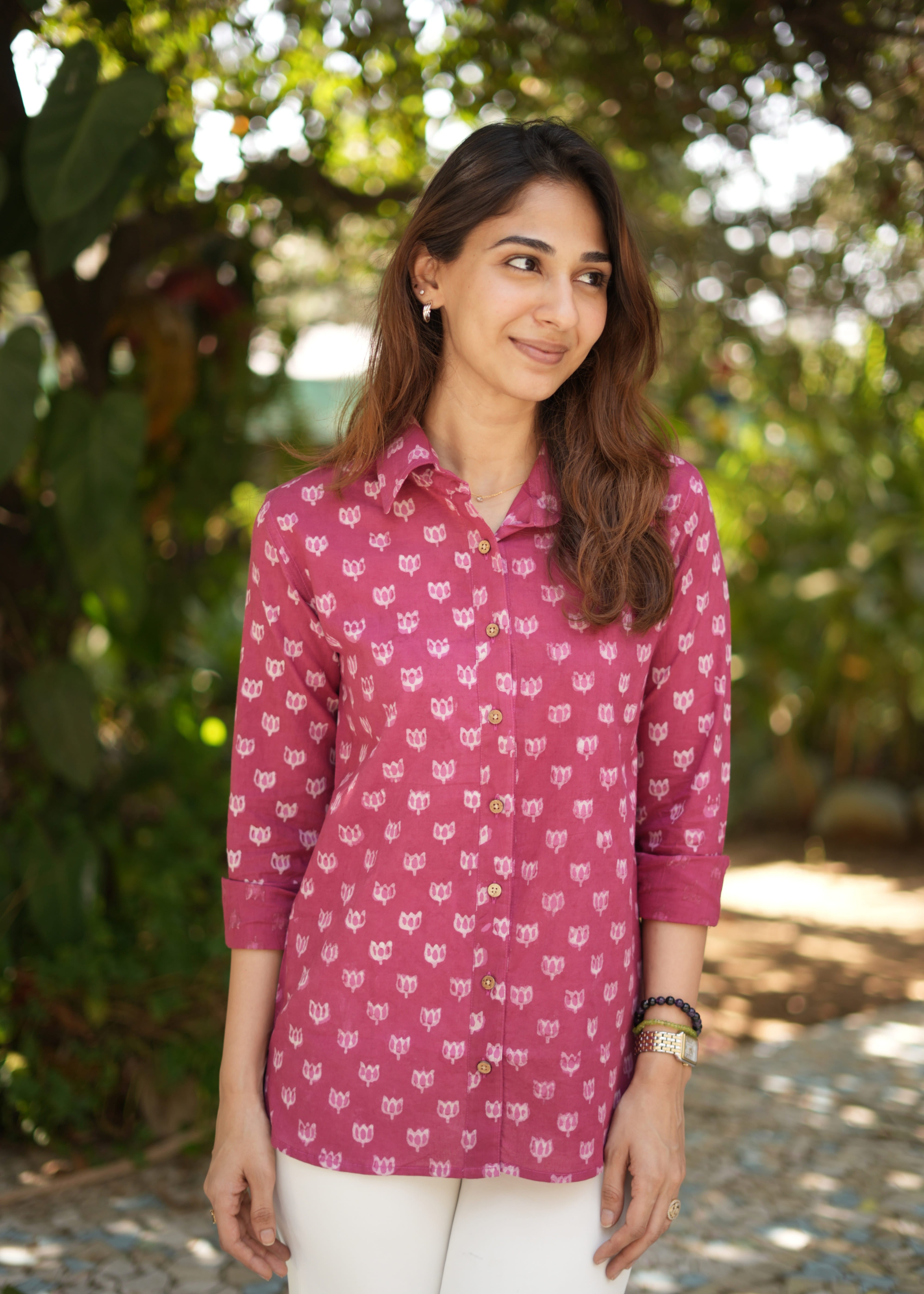 Maroon Bagru Block Print Shirt