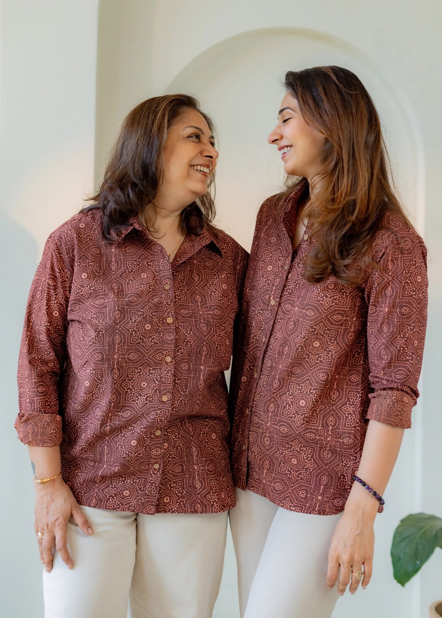 Ajrakh Maroon Clay Handblock Cotton Shirt