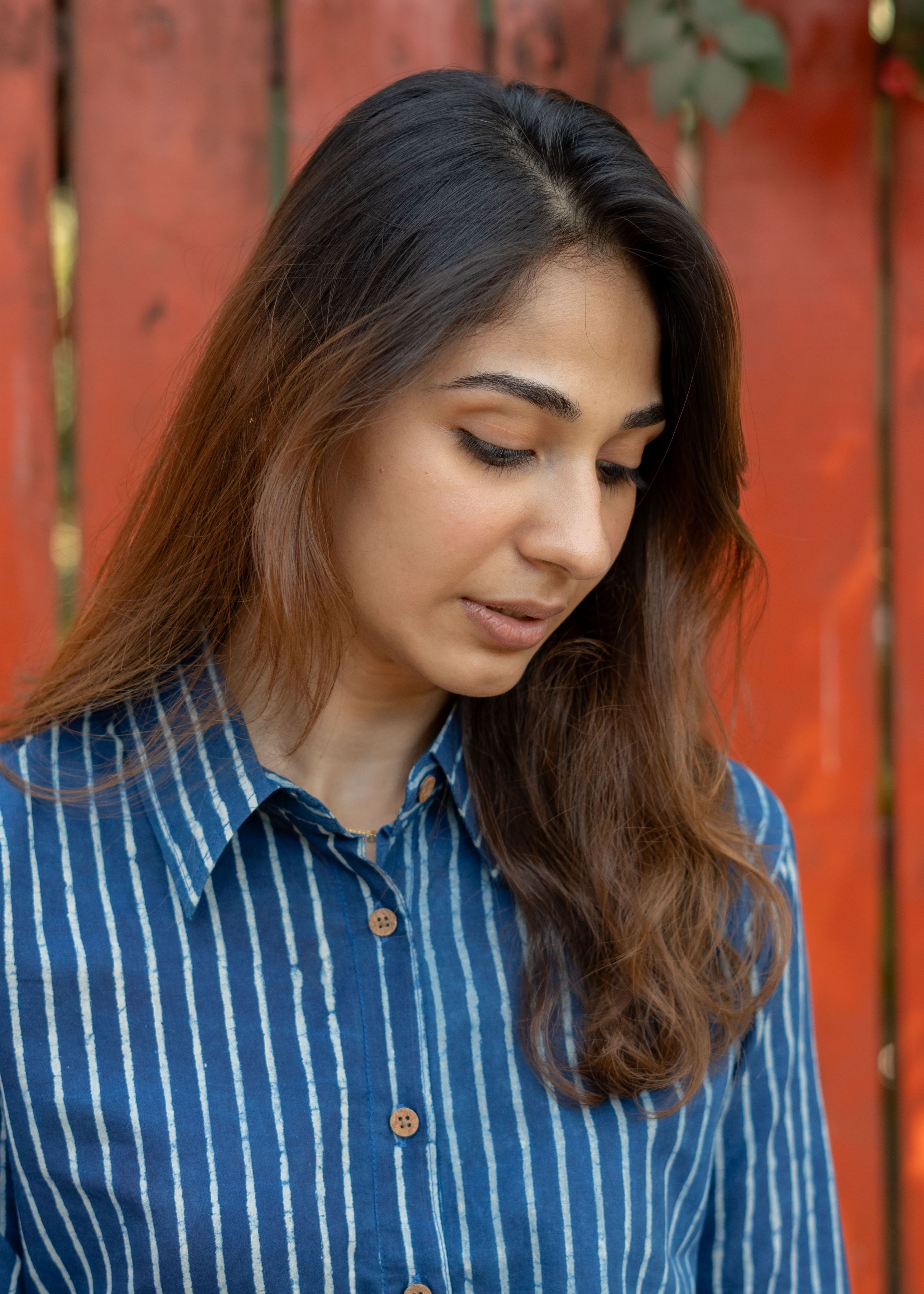 Blue Stripe Handblock Cotton Shirt
