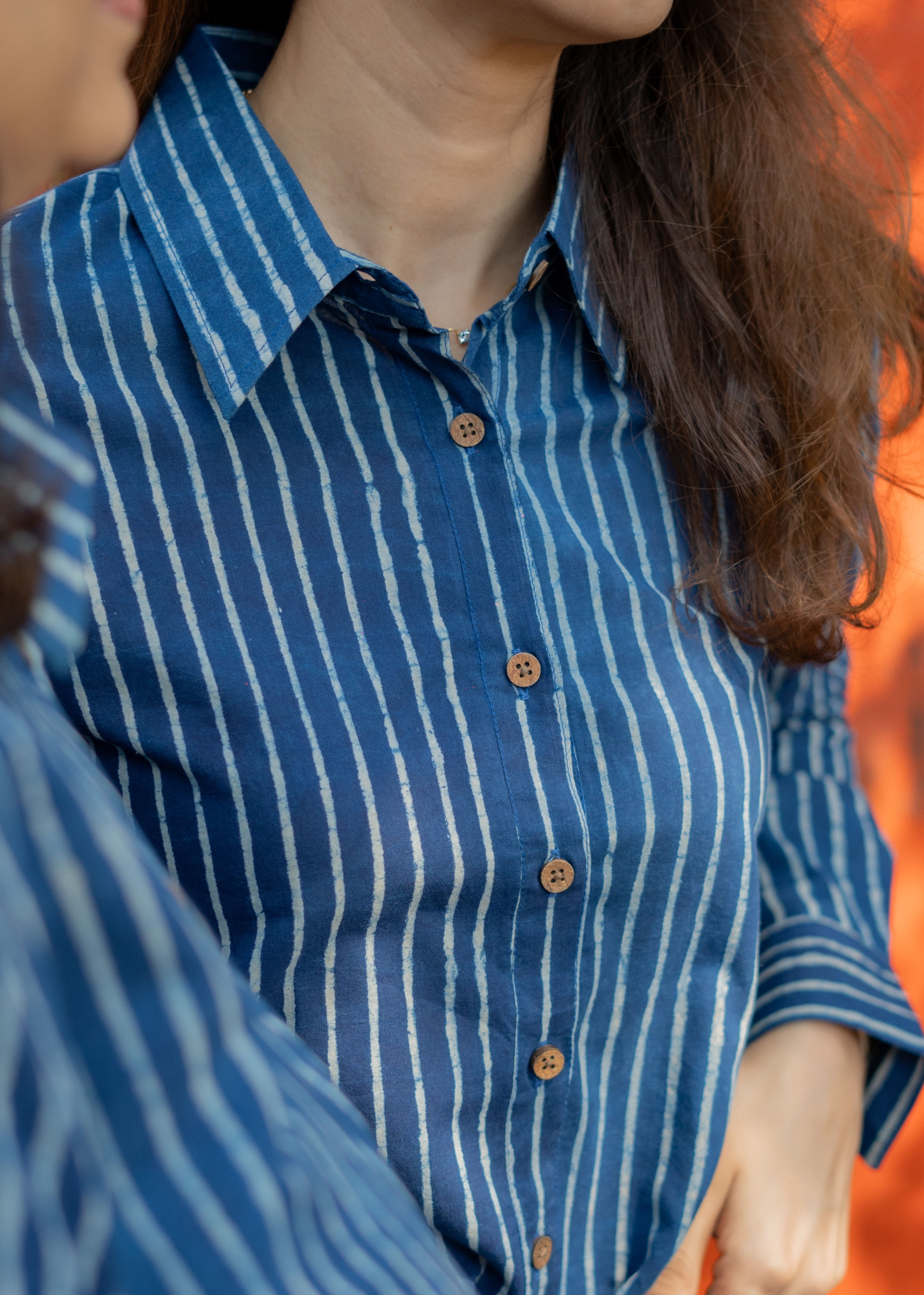 Blue Stripe Handblock Cotton Shirt