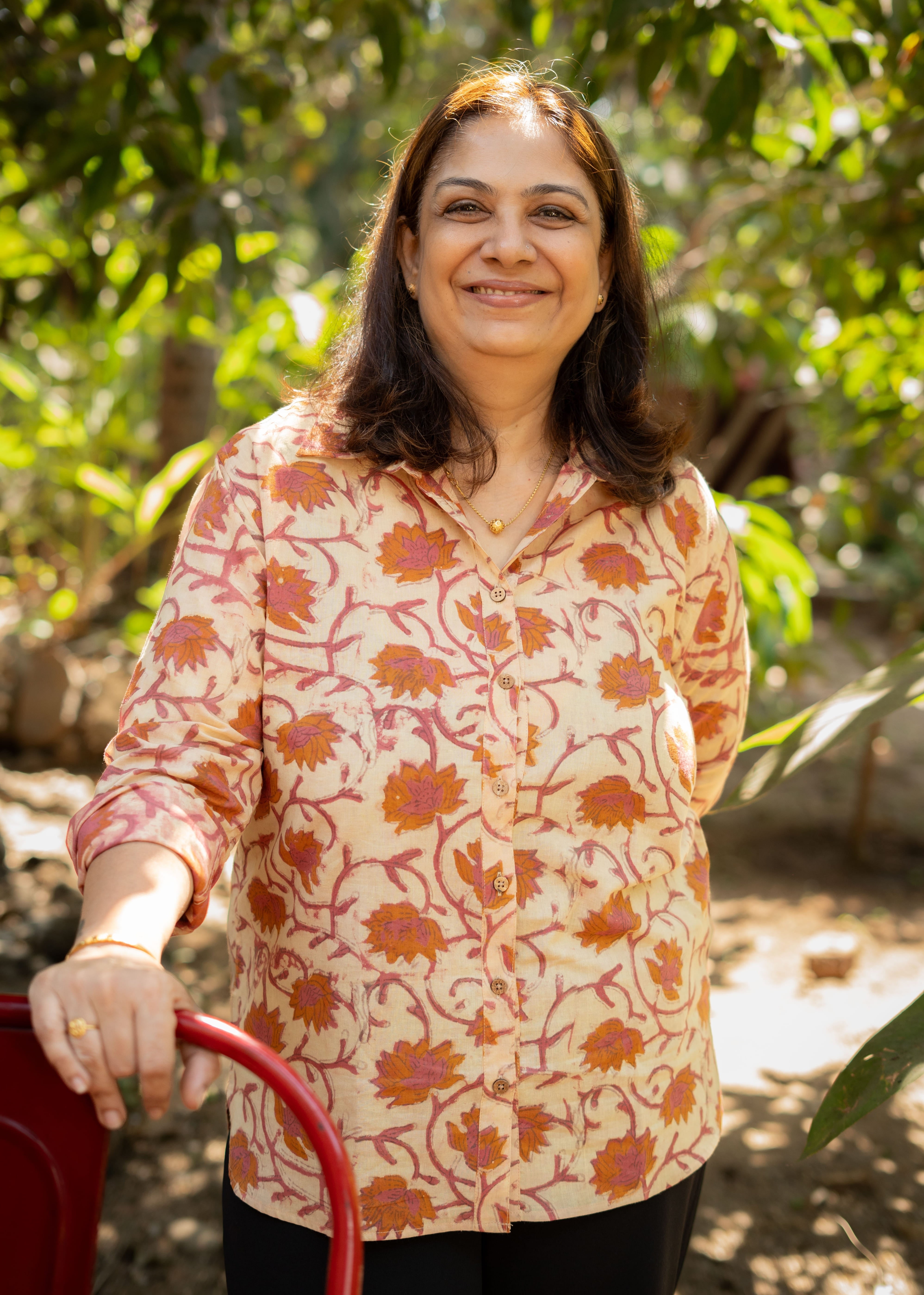 Red Mud Bagru Block Print Cotton Shirt