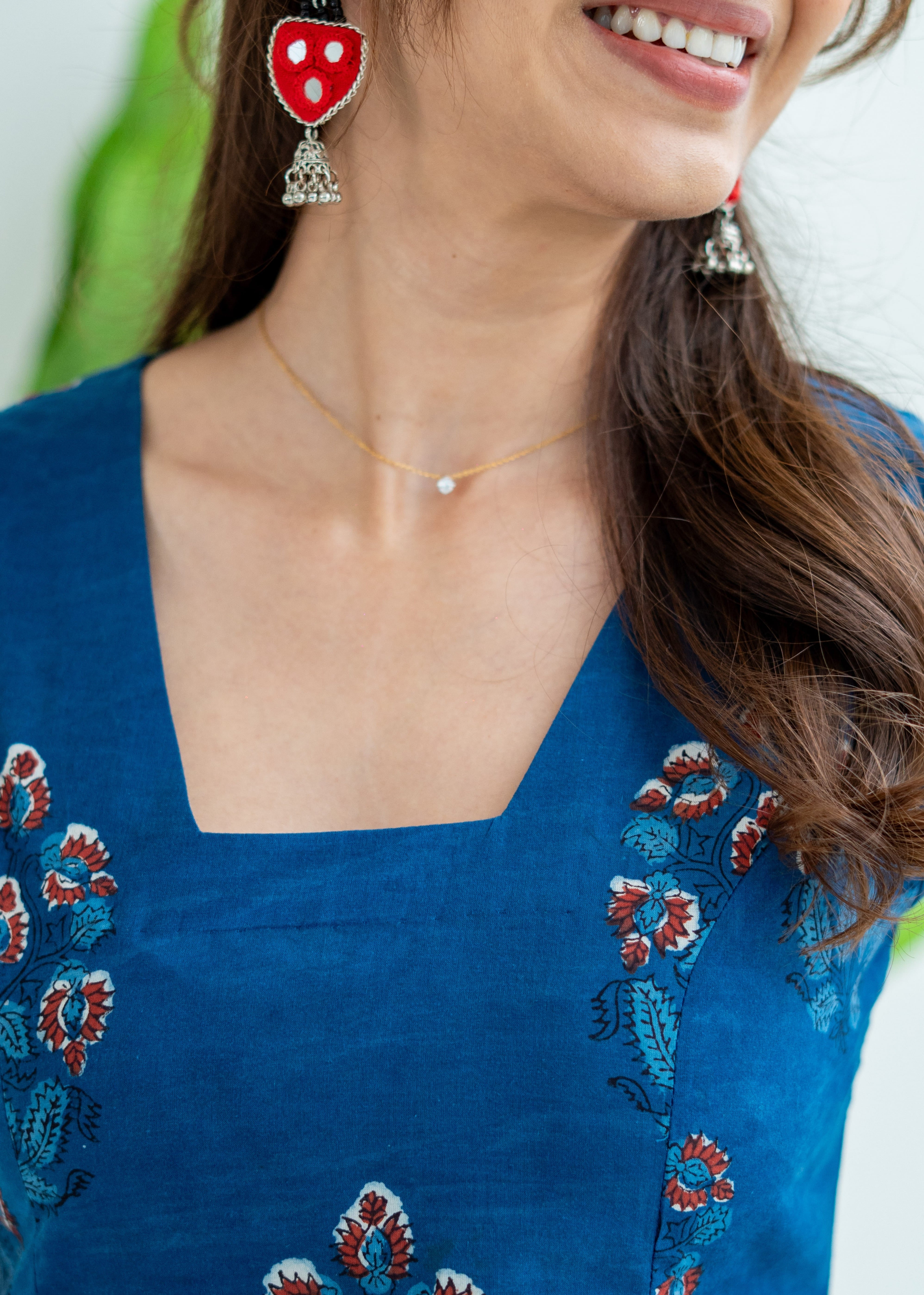 Indigo Bagru Floral Cotton Corset Dress