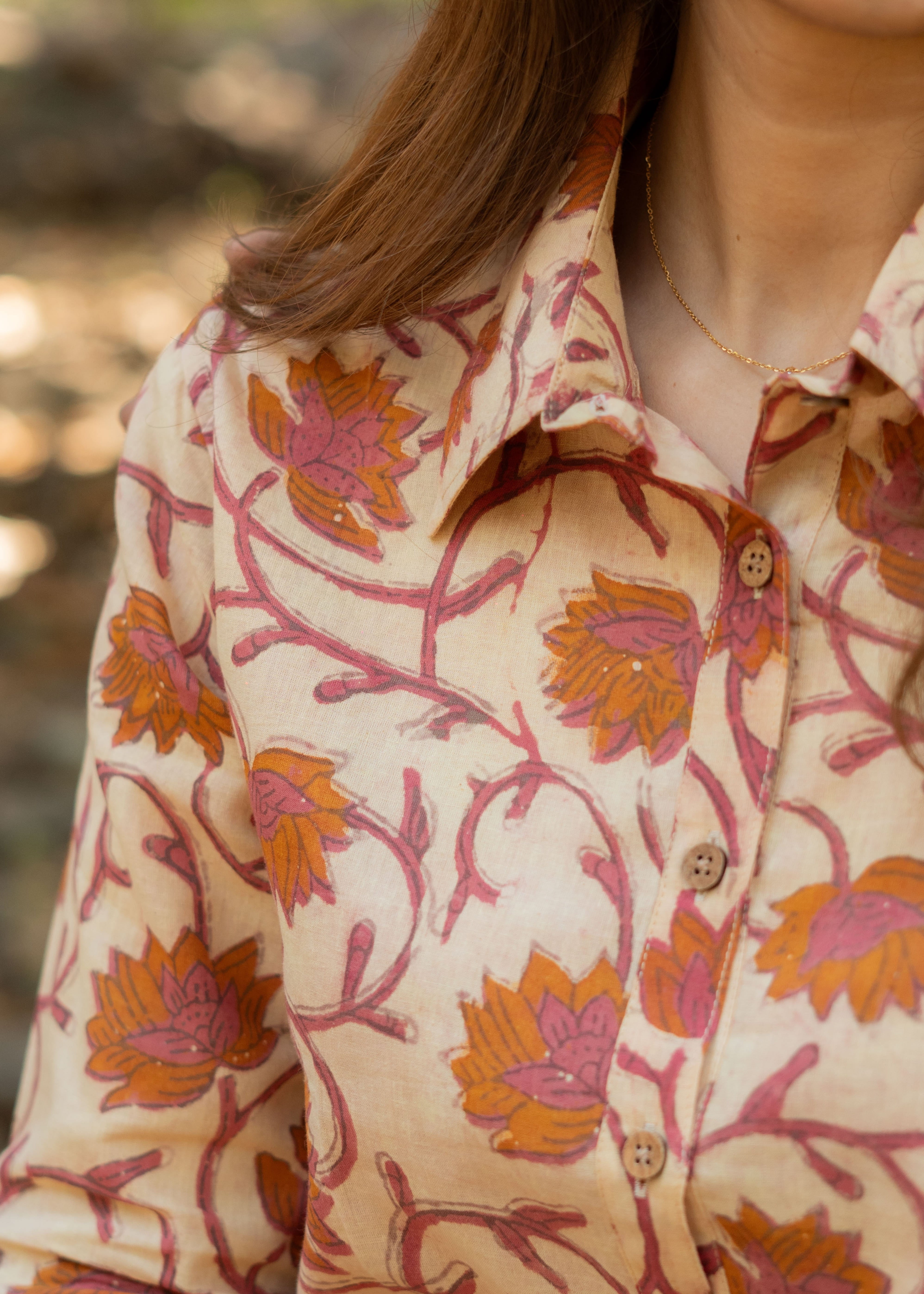 Red Mud Bagru Block Print Cotton Shirt
