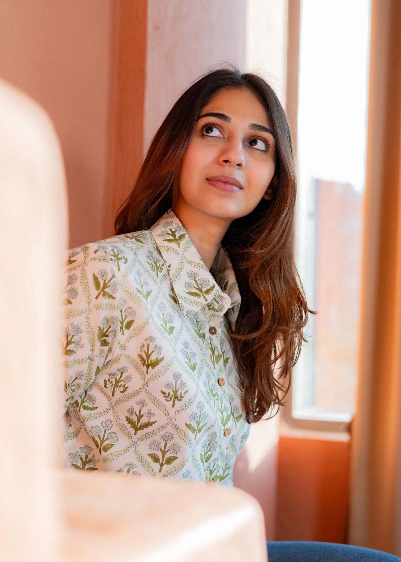 Green Leaf Block Print Shirt