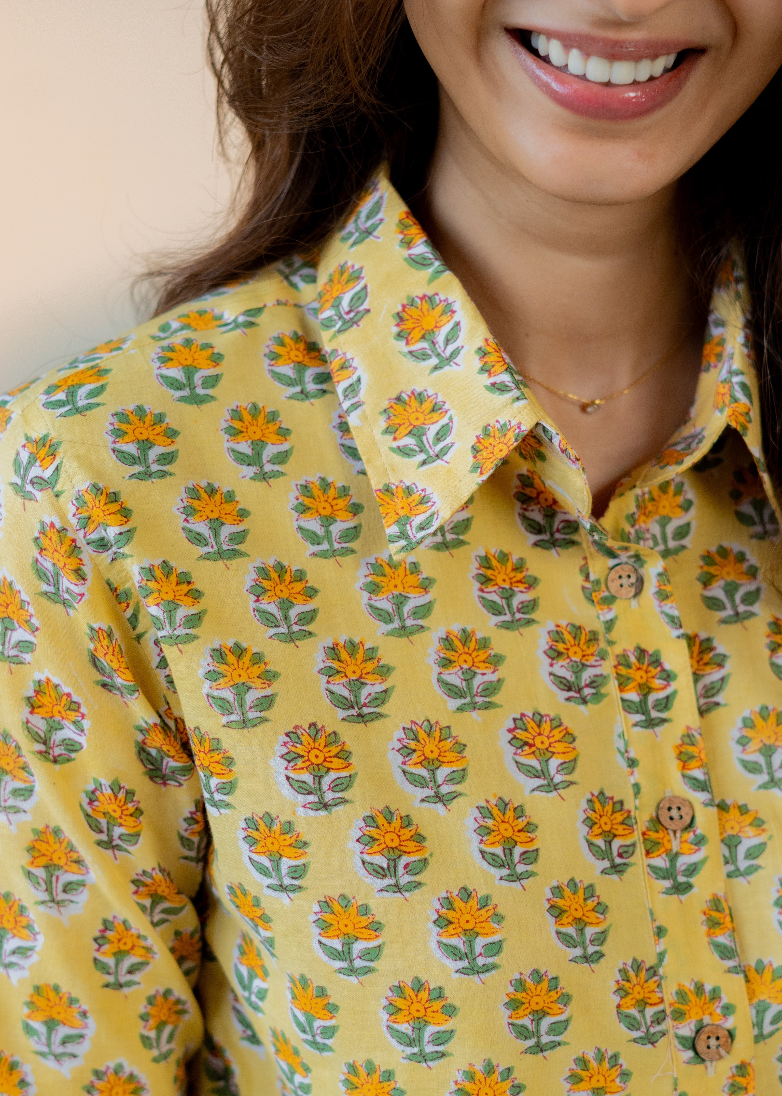 Lemon Flower Block Print Shirt