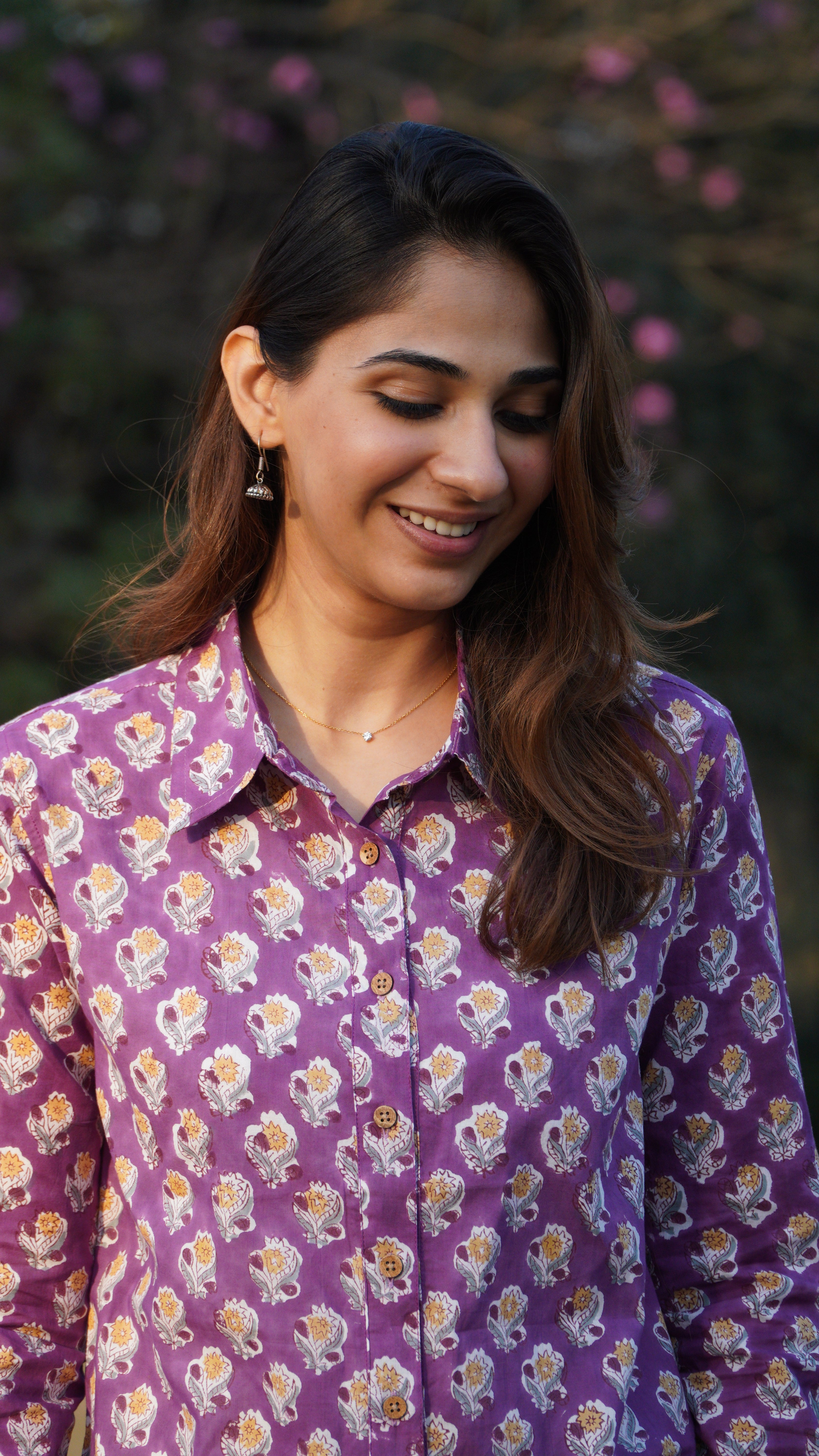 Purple Blossom Block print shirt