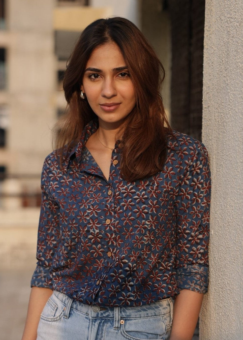 Indigo Star Handblock Cotton Shirt