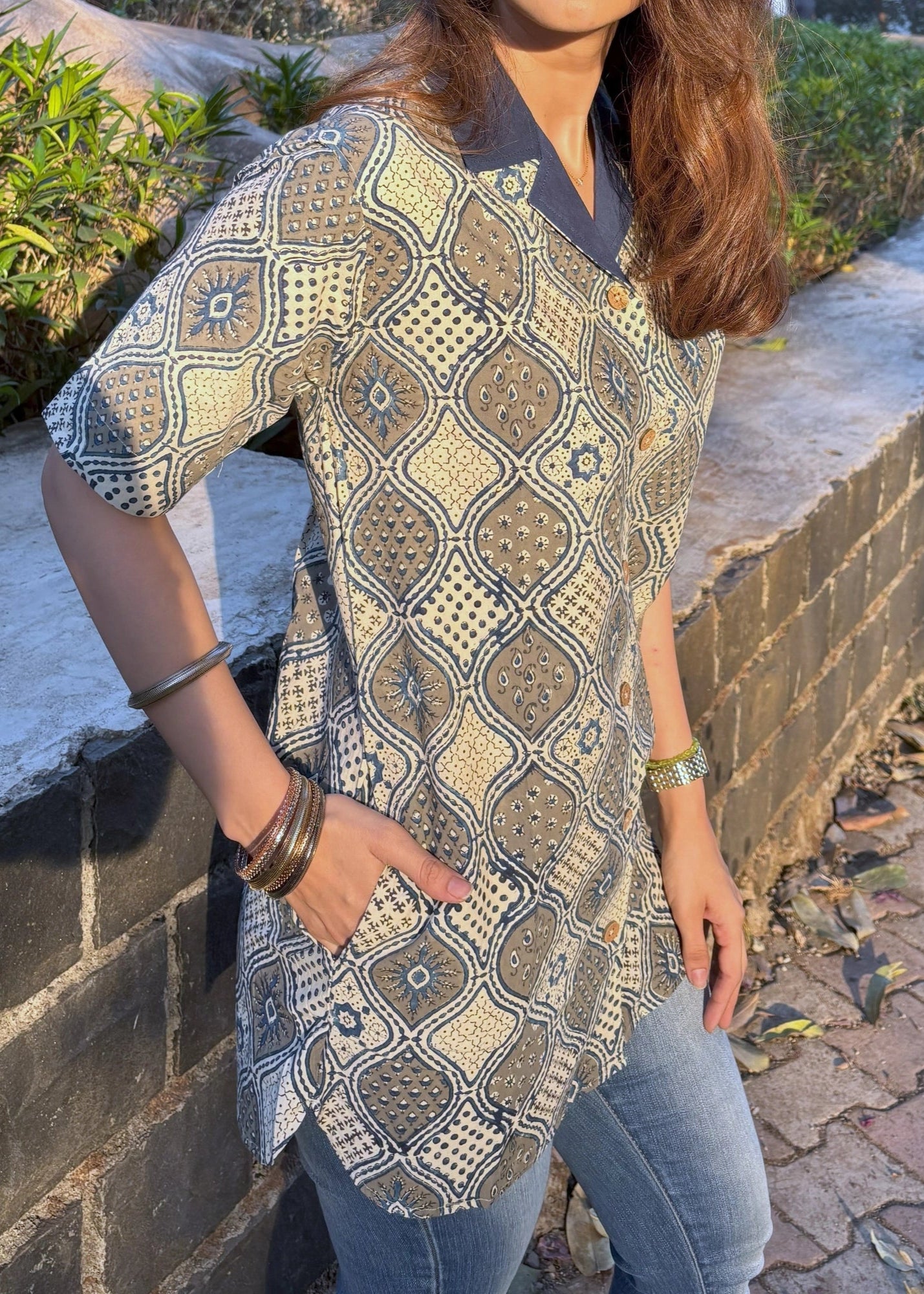 Karigiri Ajrakh Natural Dye Shirt Kurti