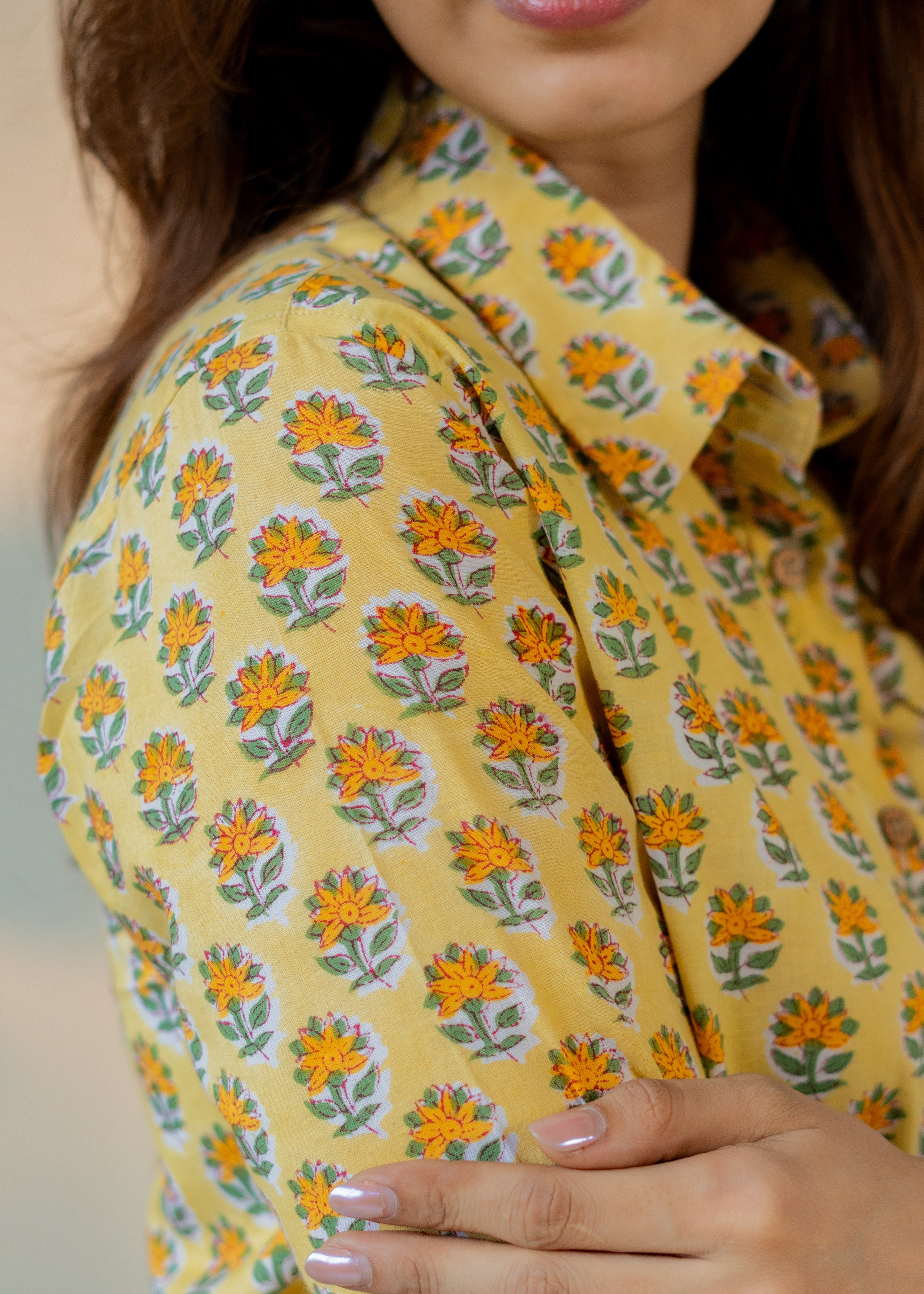 Lemon Flower Block Print Shirt