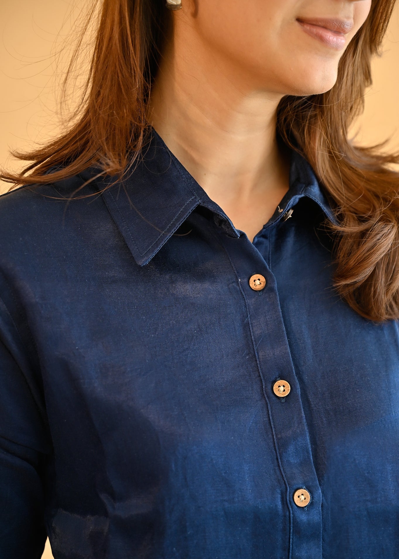 Ajrakh Satin Navy Blue Natural Dye Shirt