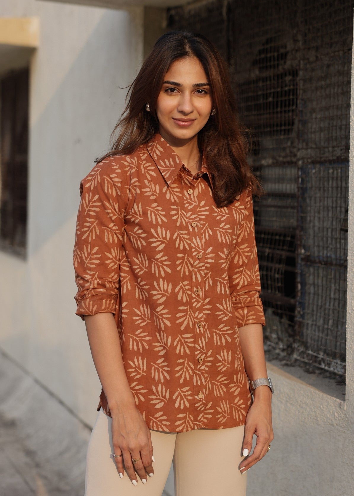 Mud Print Handblock Cotton Shirt