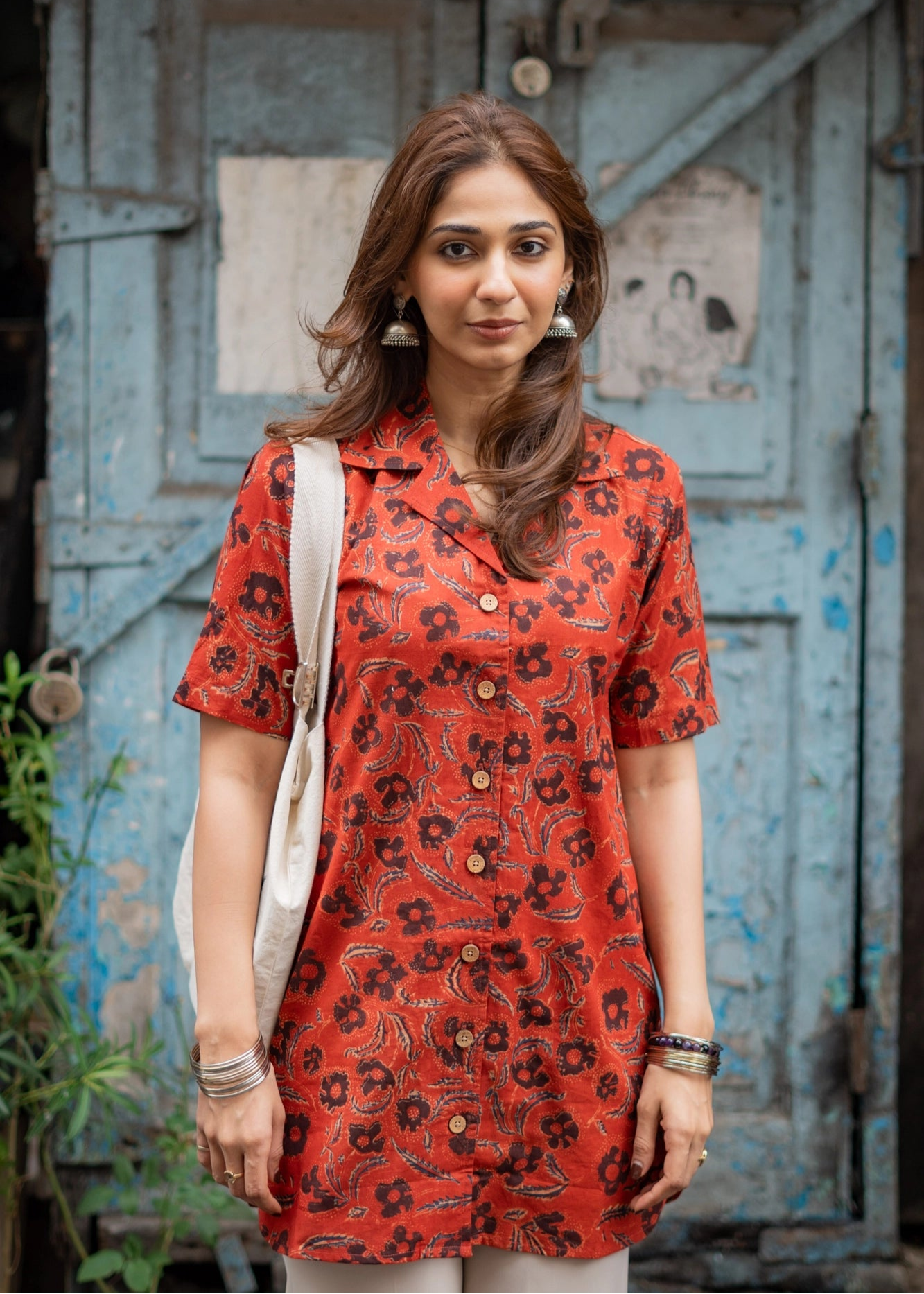 Bagru Red Handblock Shirt Kurti