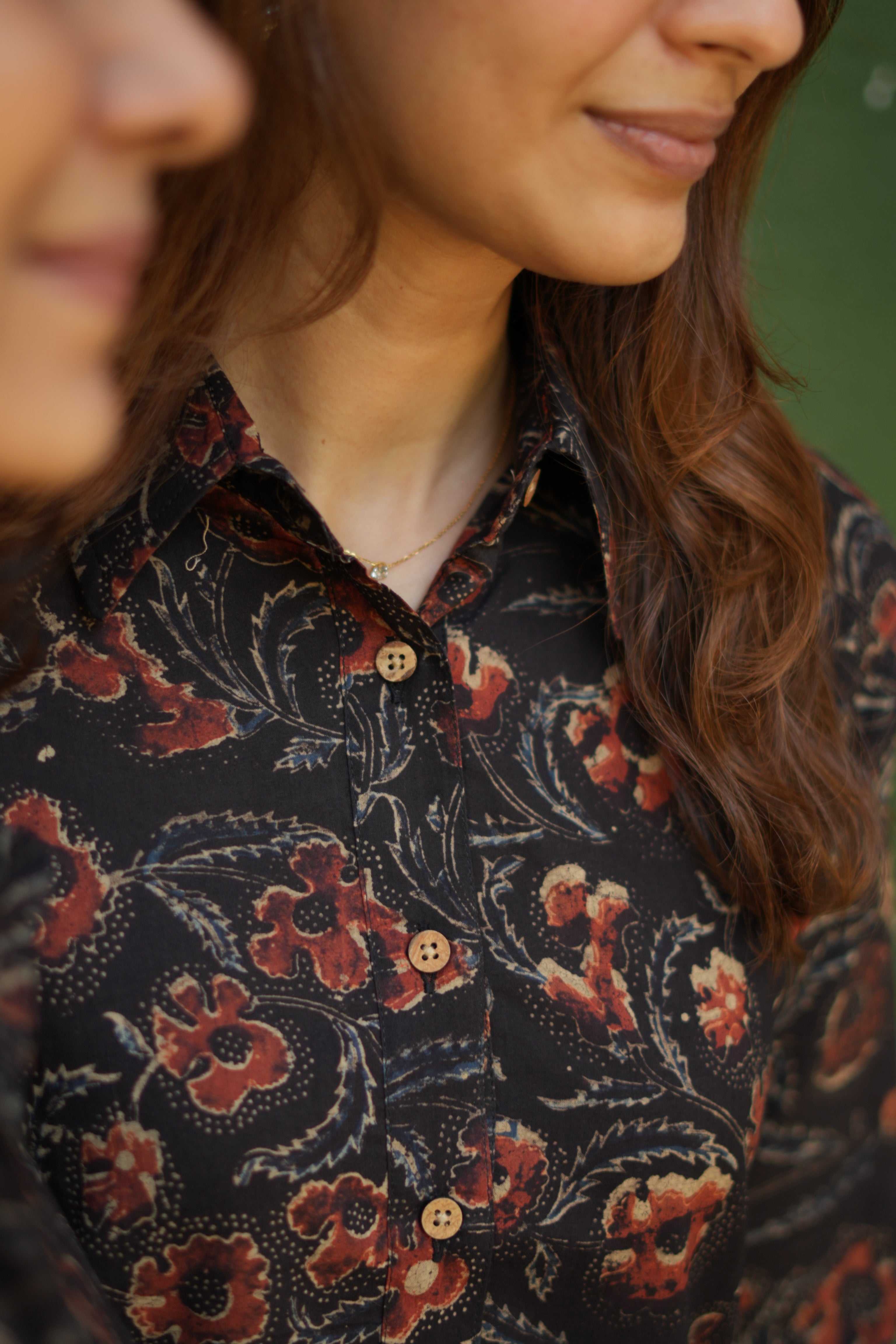 Black Red Bagru Handblock Cotton Shirt