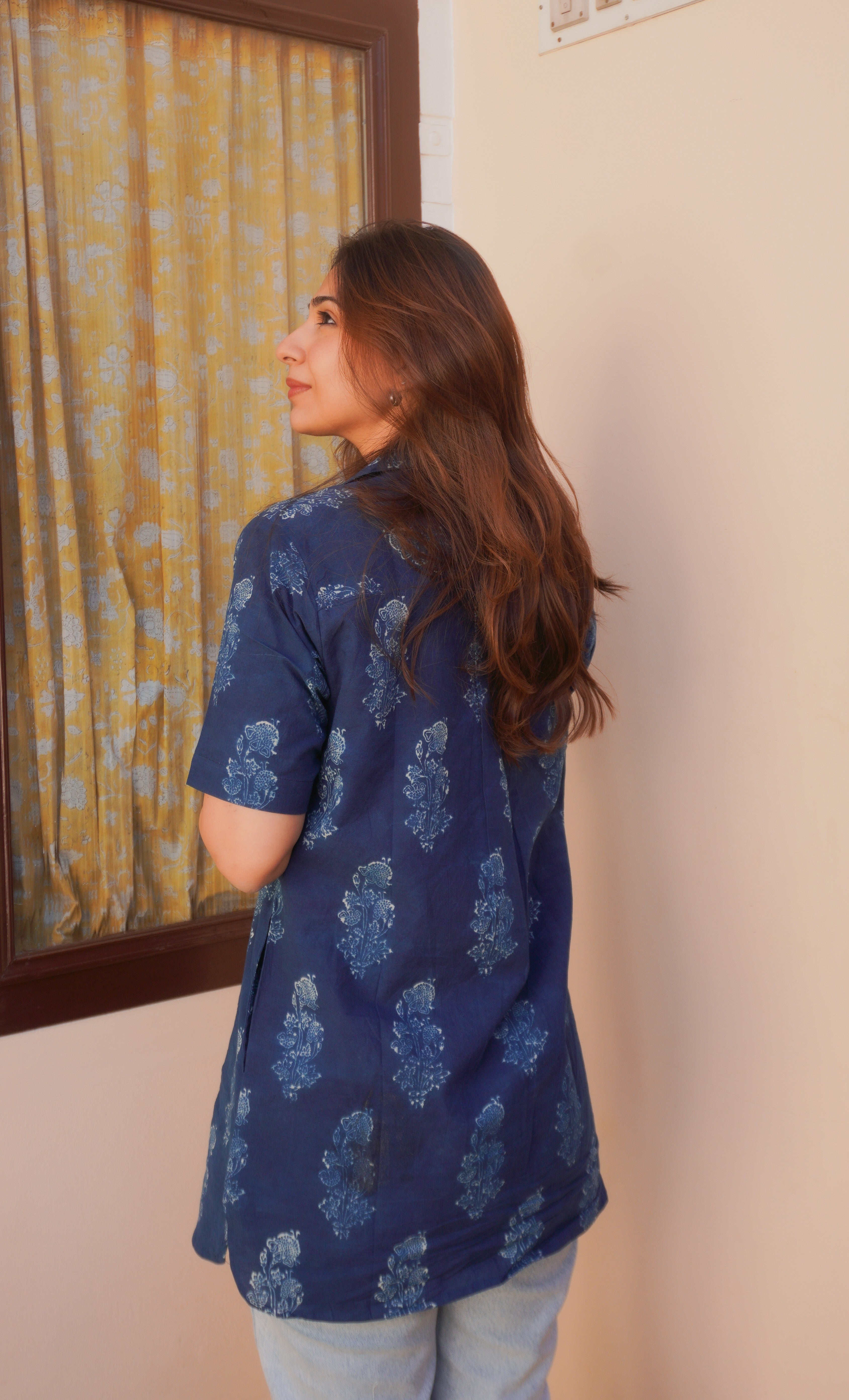 Ajrakh Sky Heaven Handblock Cotton Shirt Kurti