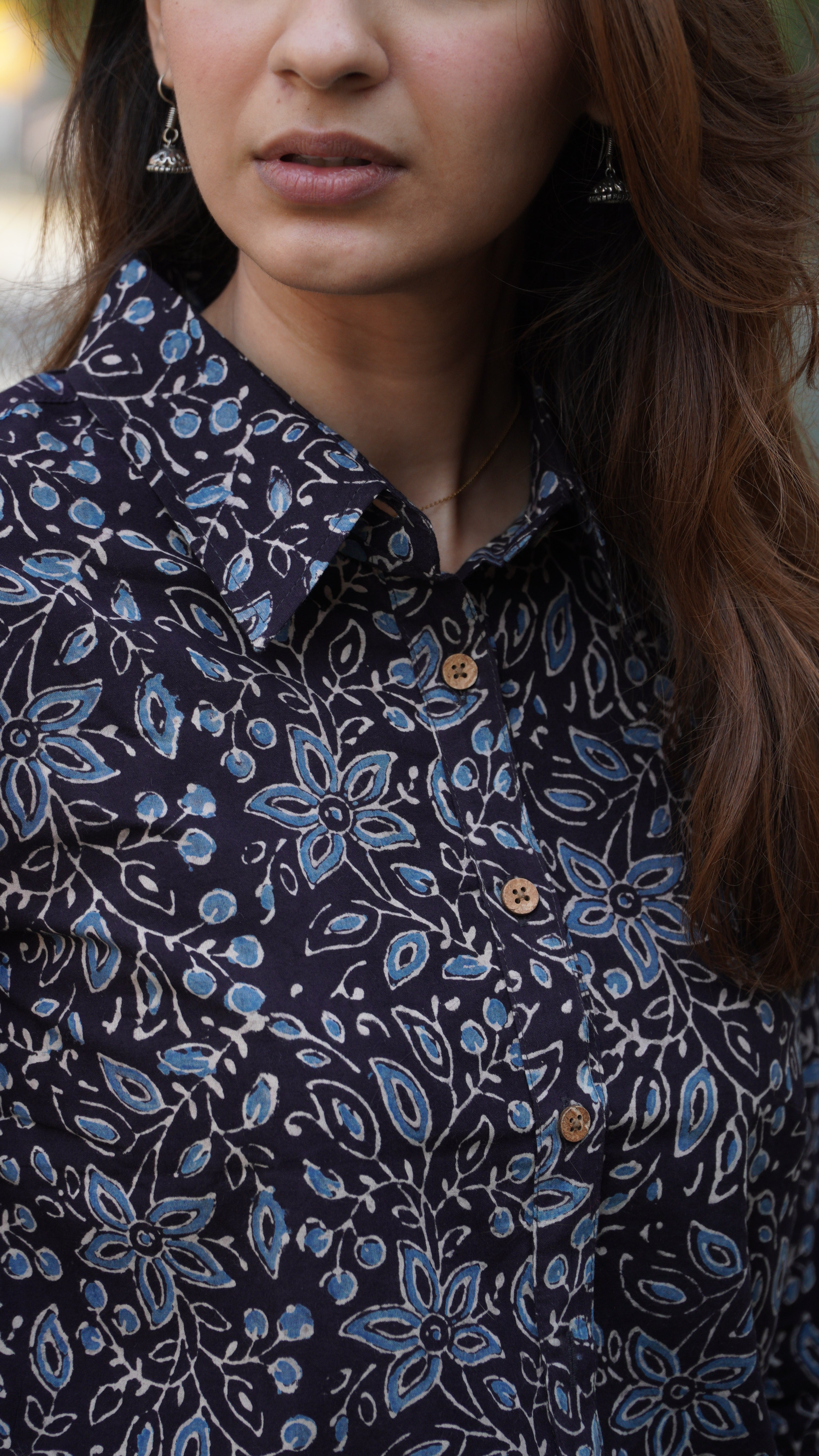 Black Ajrakh Block Print Shirt