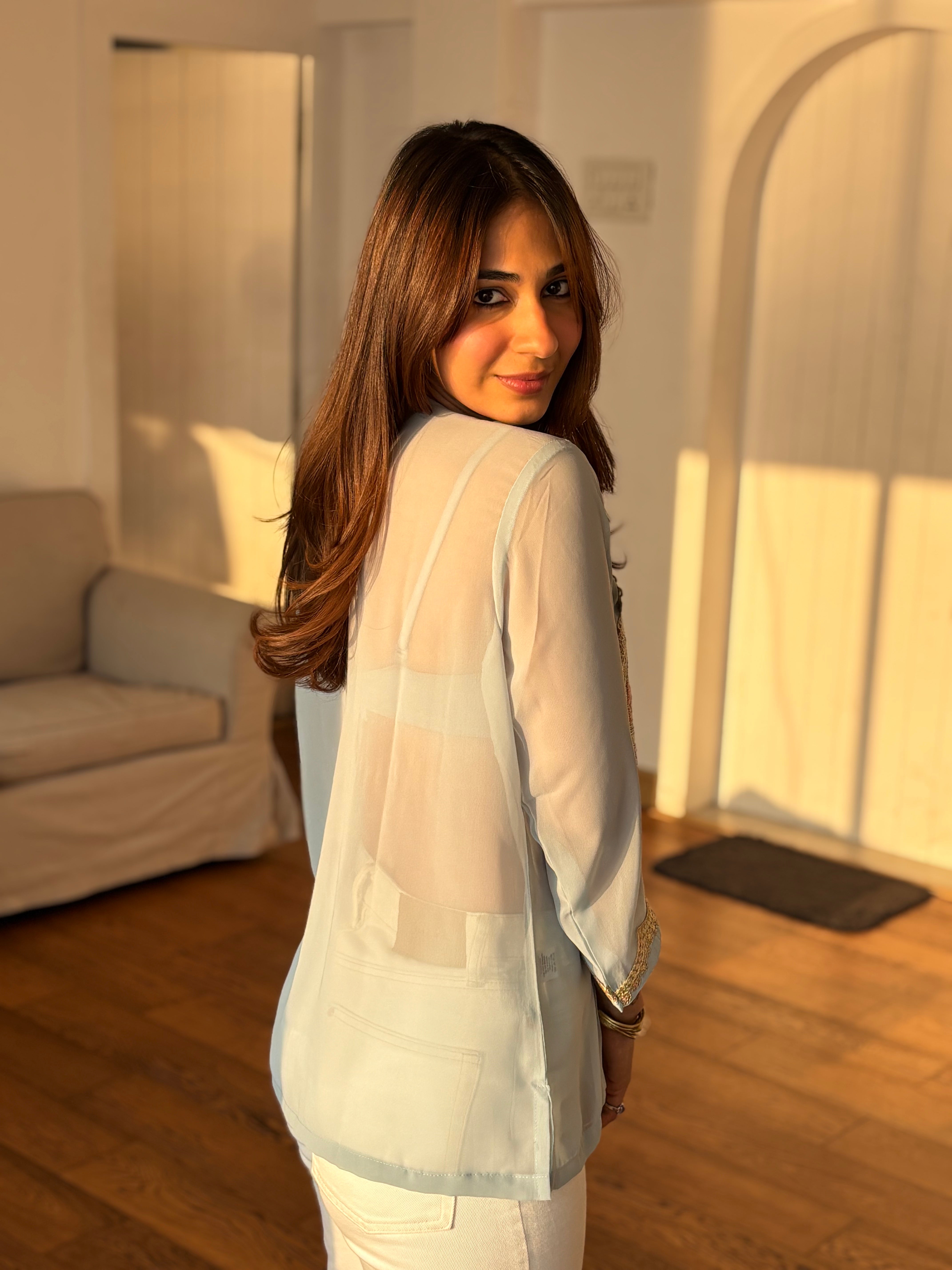 Mint Blue Aaina Kurti