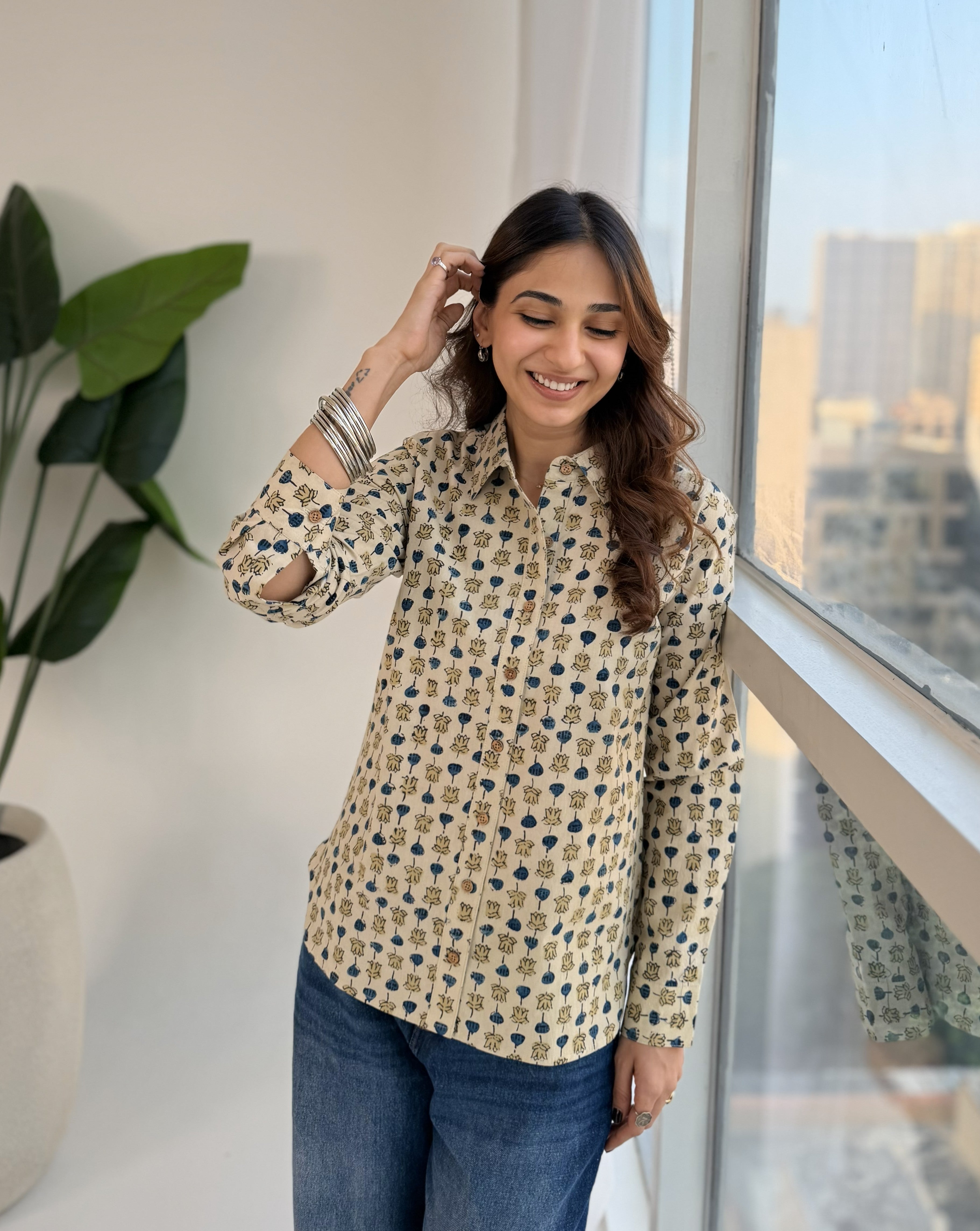 Ajrakh Batik Natural Dye Cotton Shirt