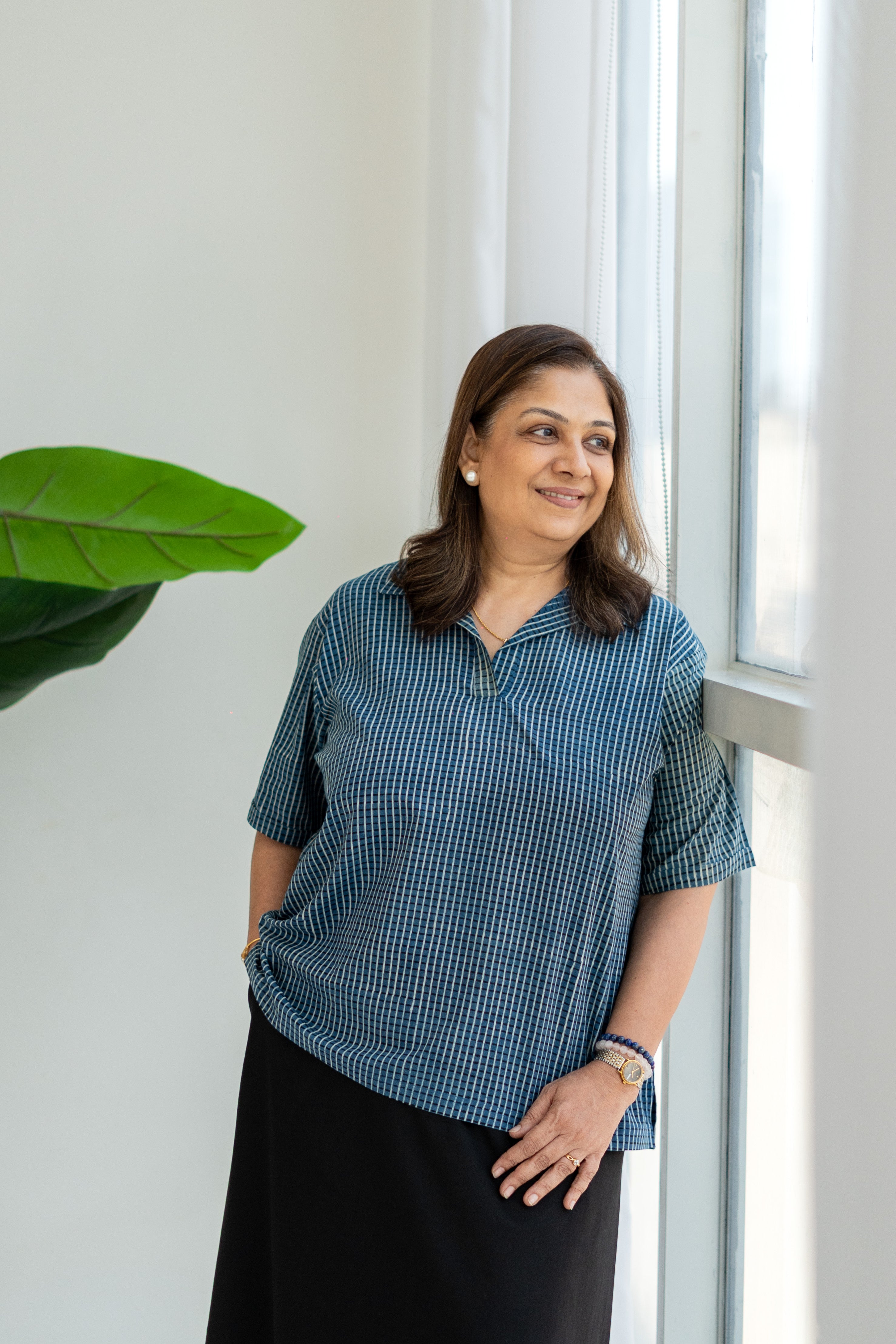 Indigo Ajrakh Checks Unisex Cotton T Shirt