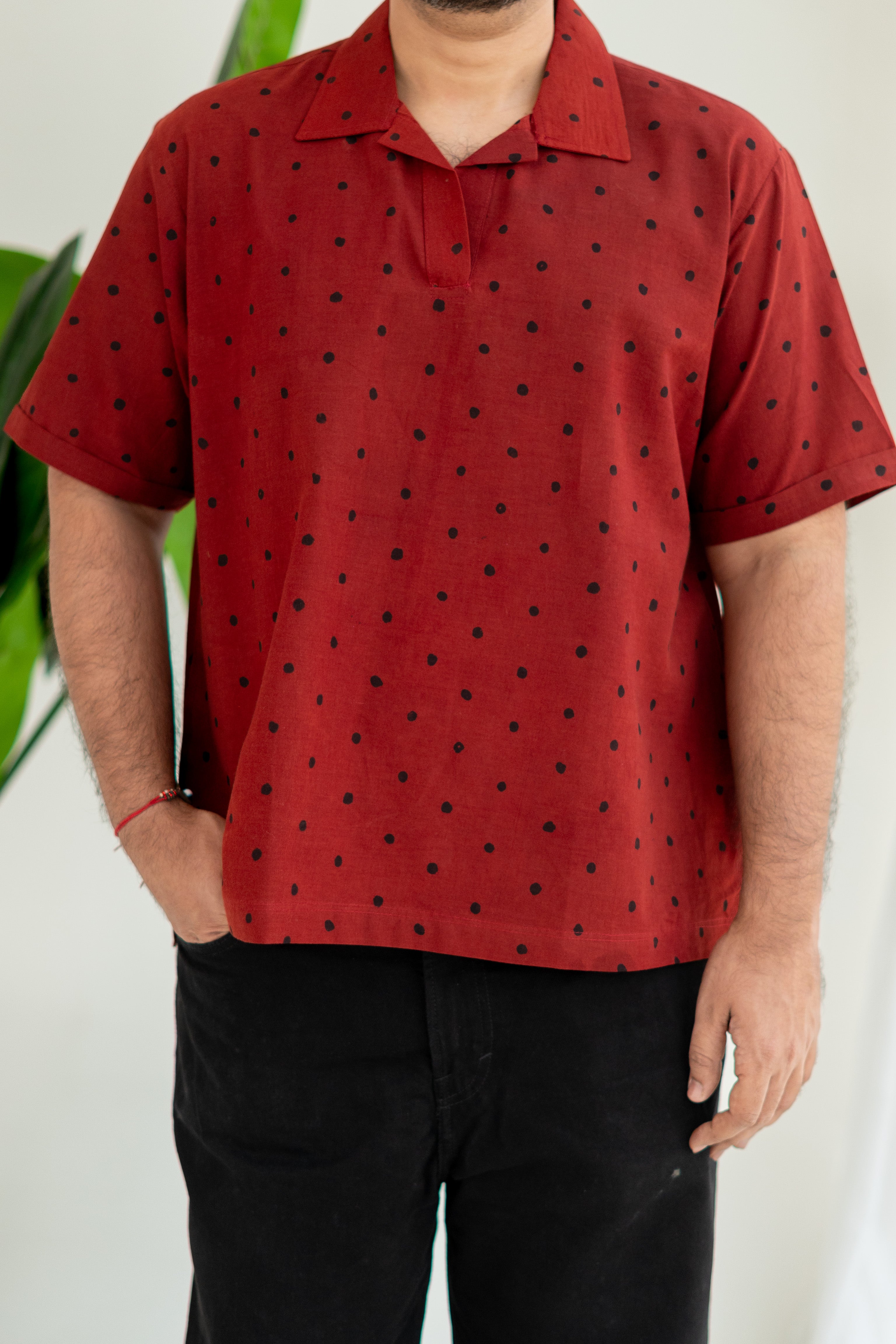 Red Polka Ajrakh Unisex Cotton T Shirt