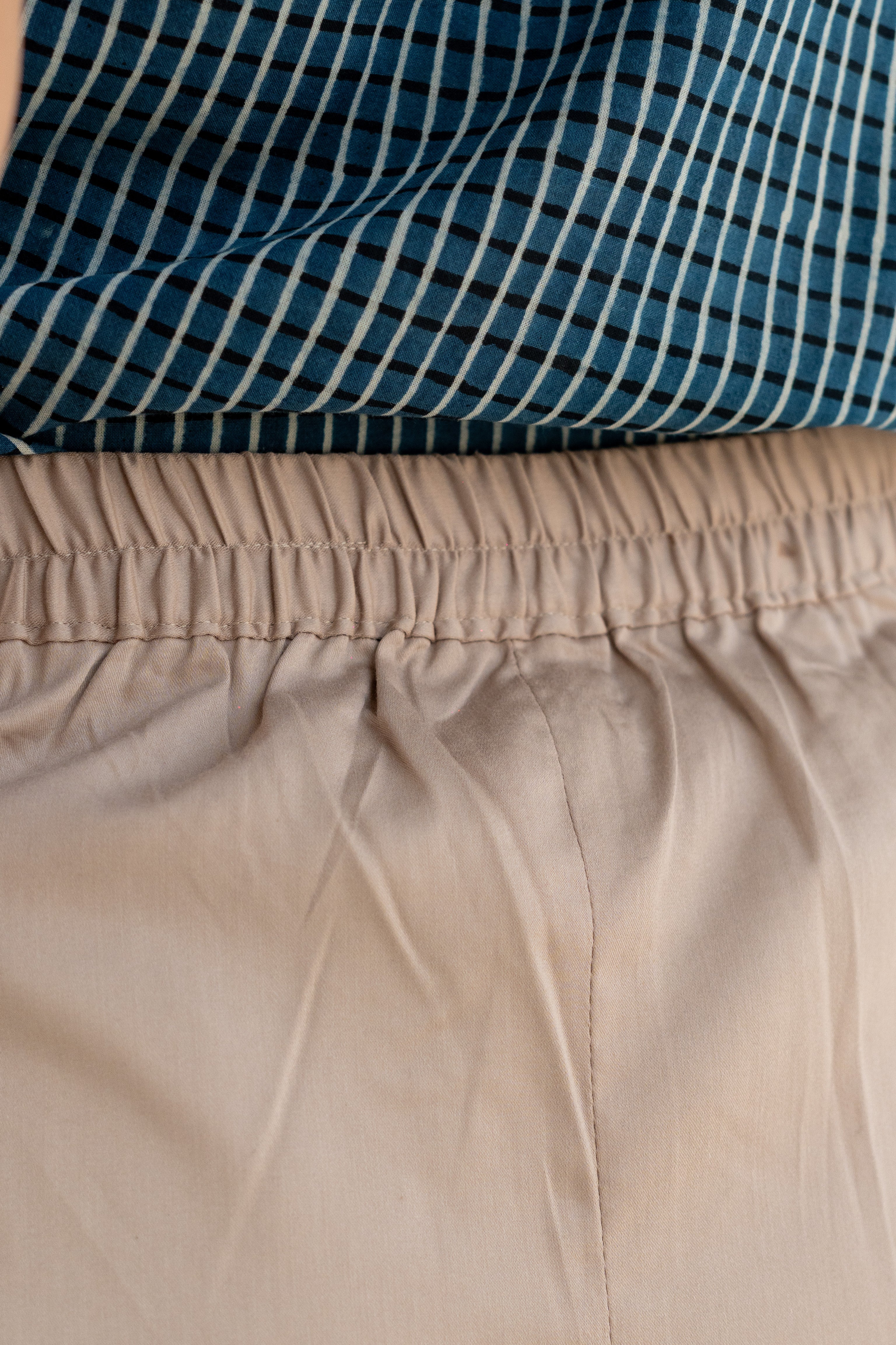 Cream Cotton Poly Stretch Skirt