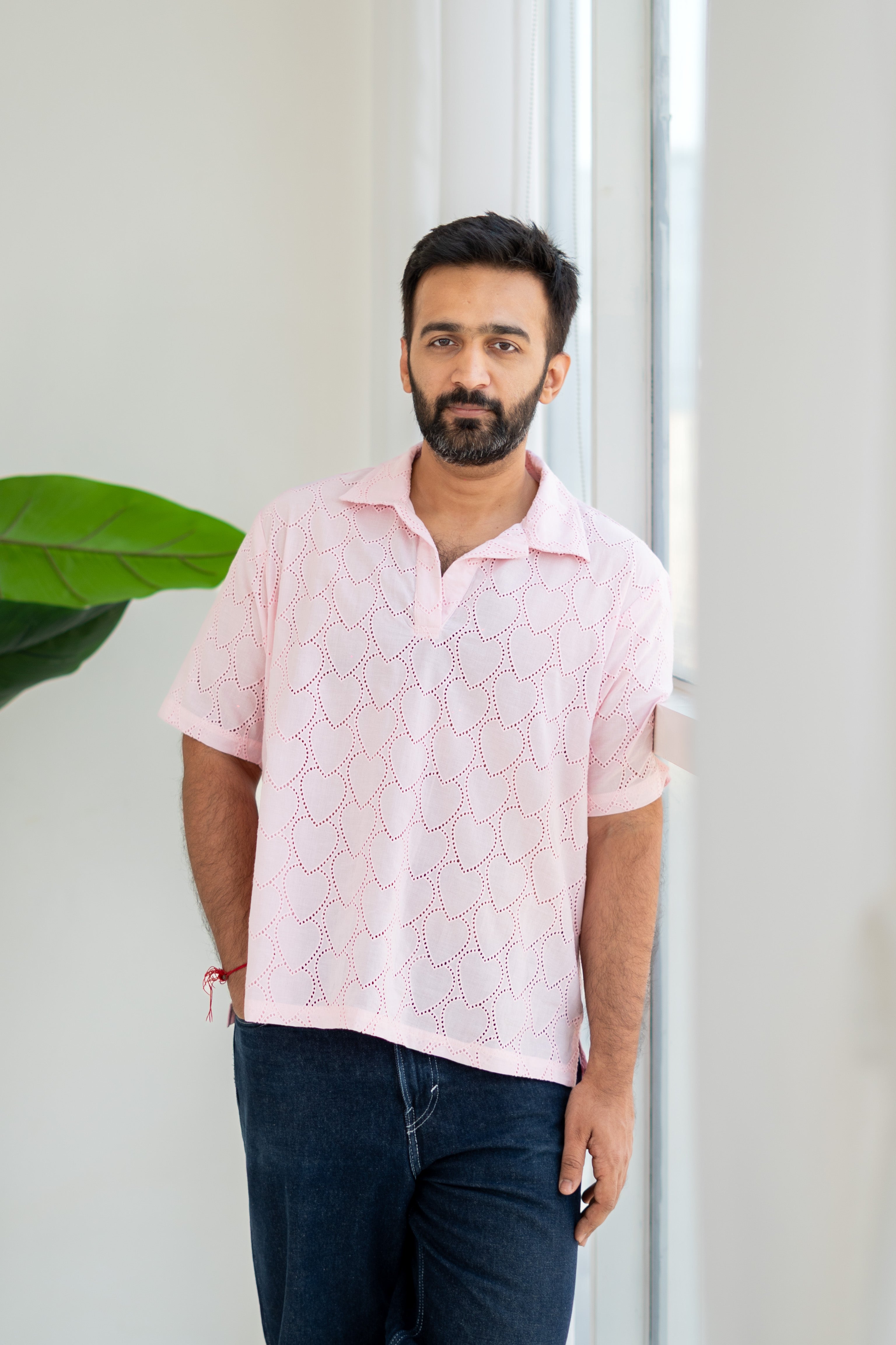 Baby Pink Hakoba Heart Unisex Cotton T Shirt