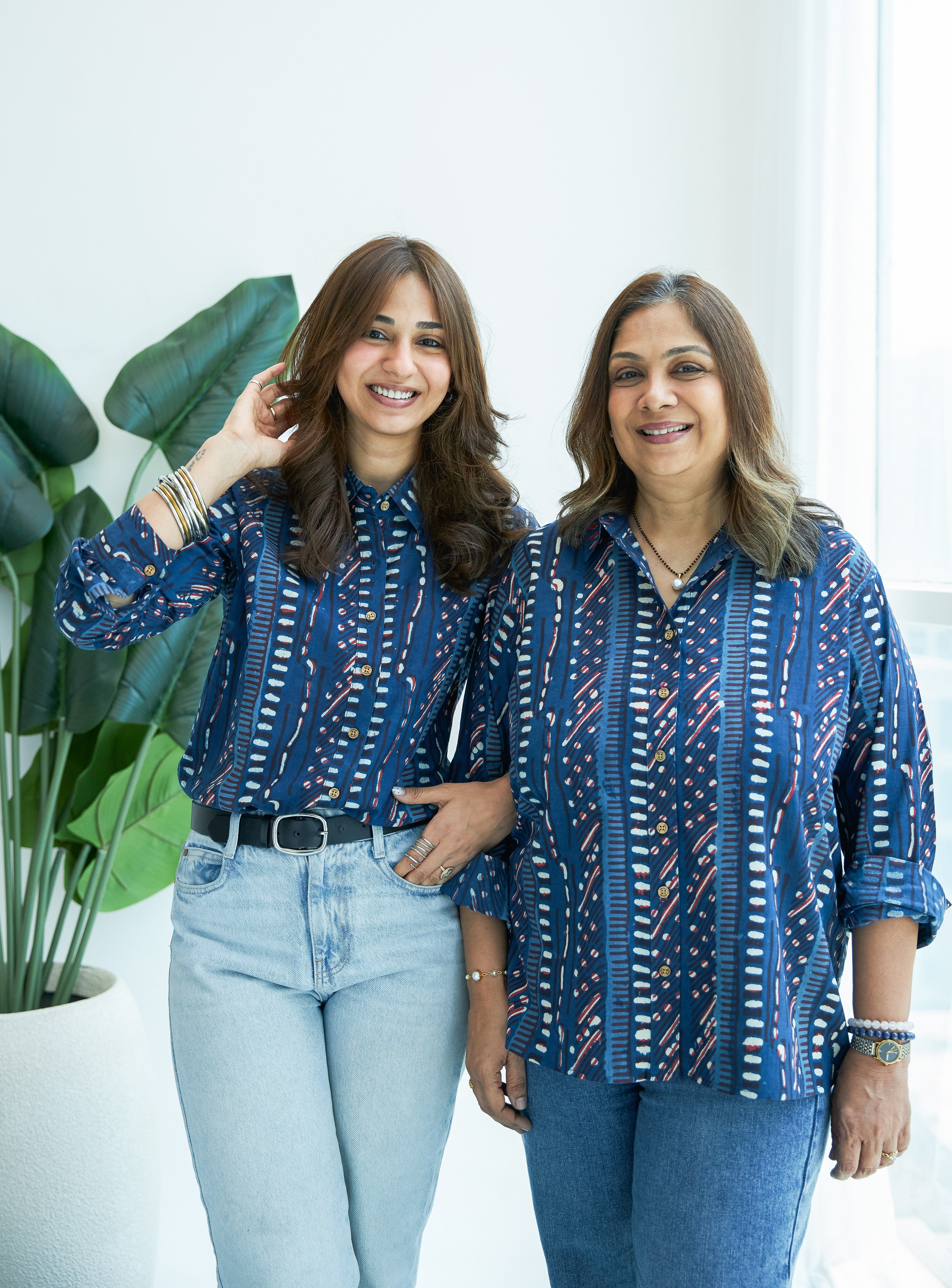Indigo Stripe Block Print Cotton Shirt