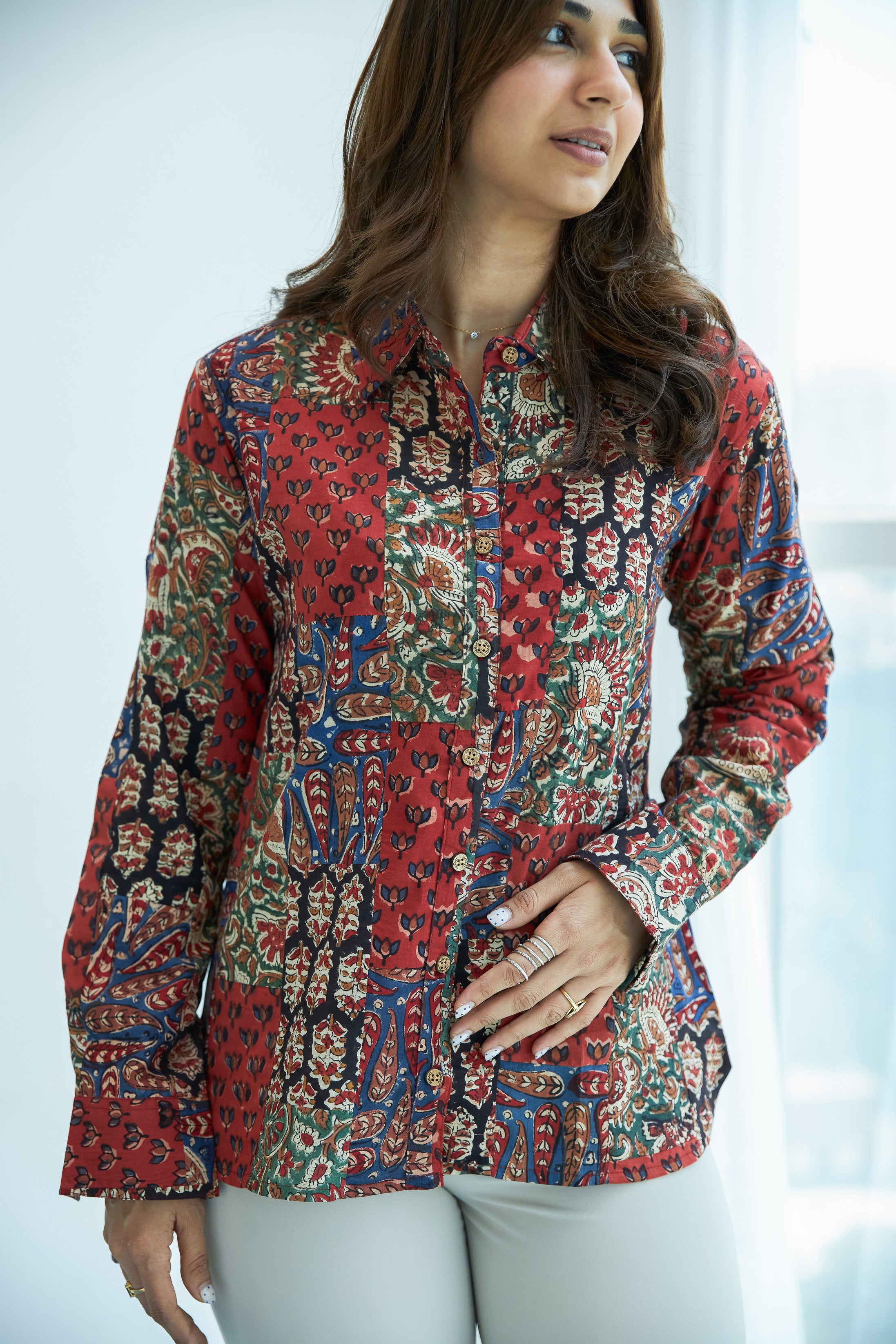 Jaipuri Patchwork Block Print Cotton Shirt