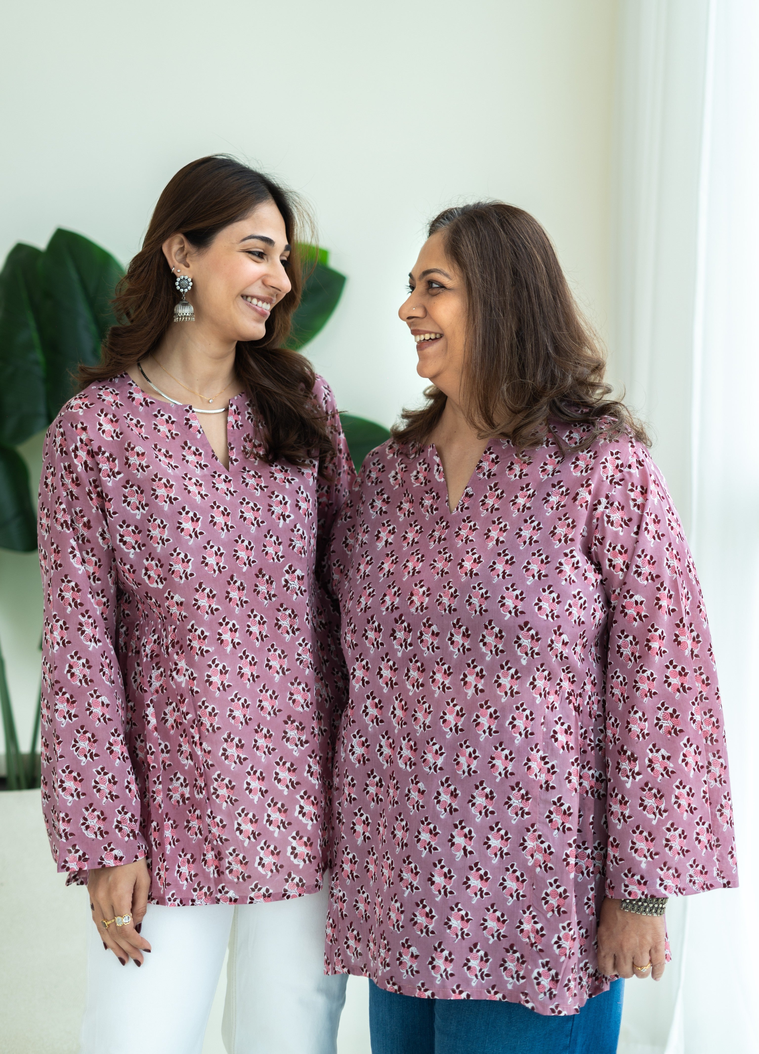 Pink Onion Bell Sleeves Cotton Short Top