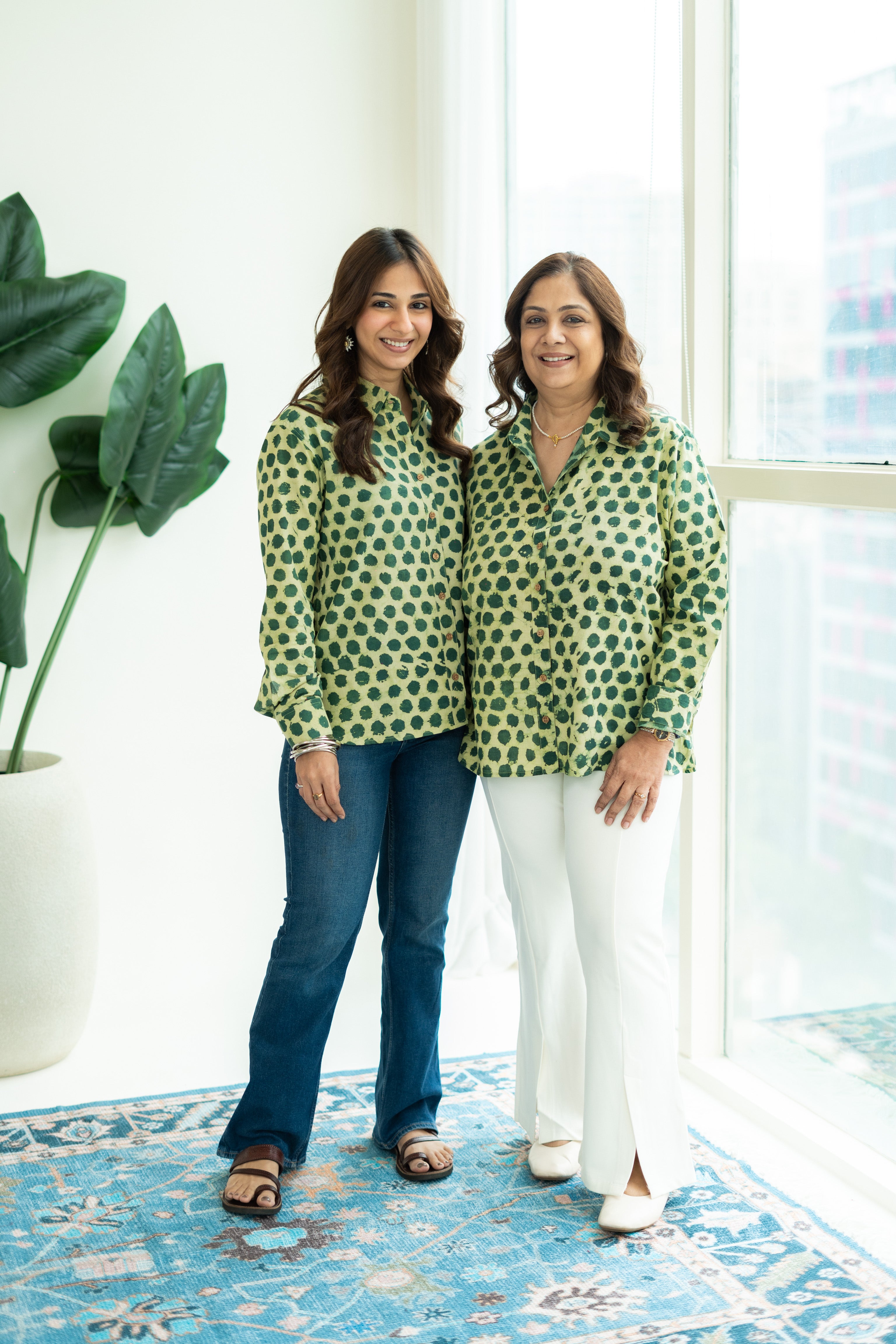 Green Polka Handblock Cotton Shirt