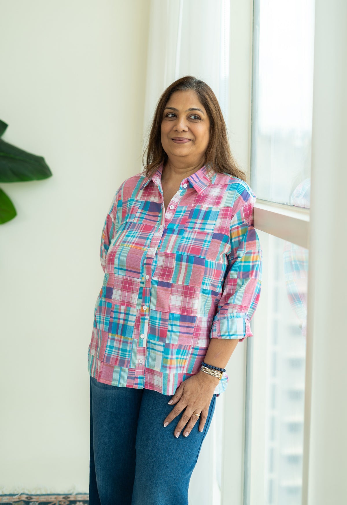 Pink Madras Checks Cotton Shirt