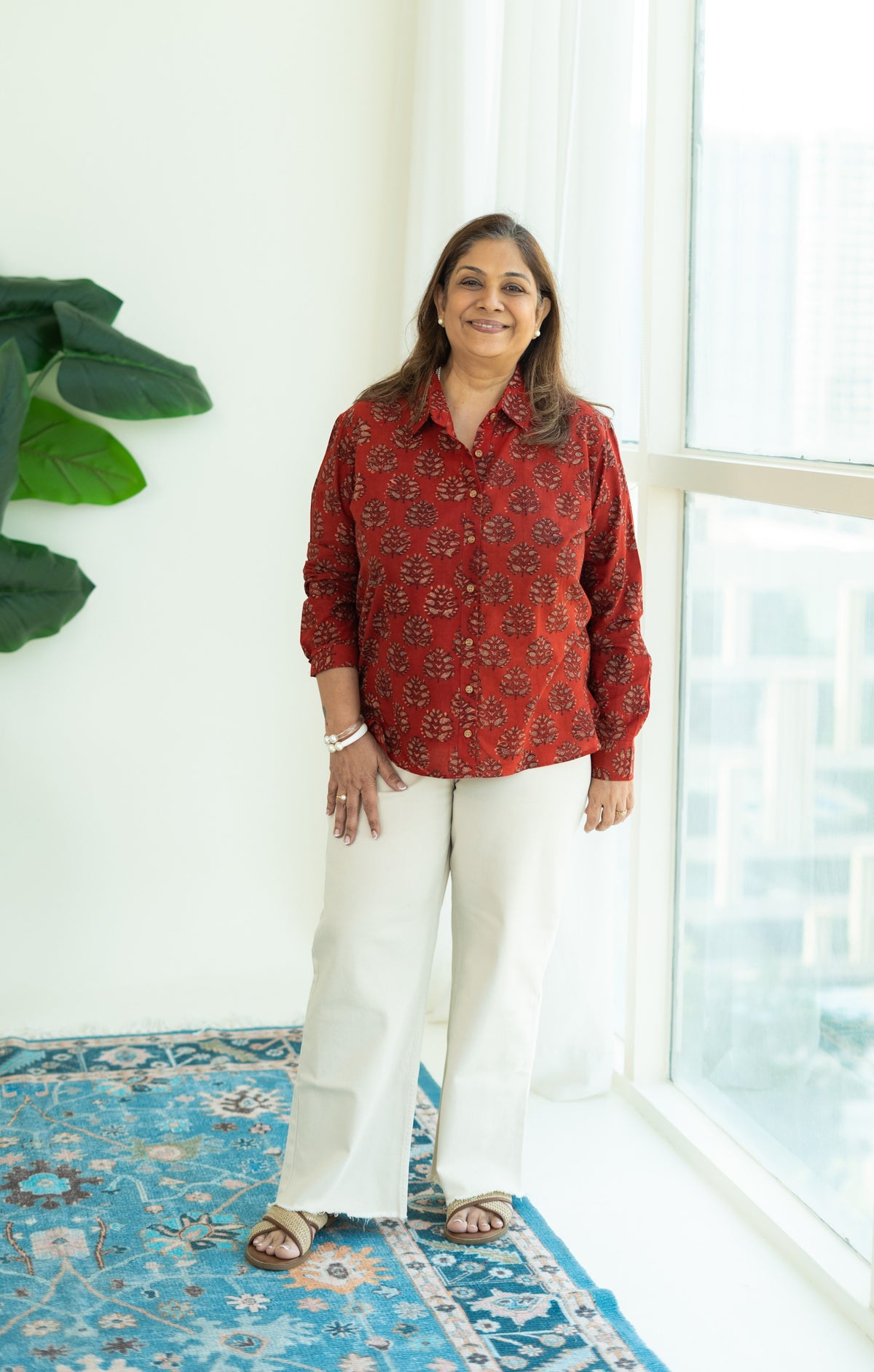 Bagru Madder Red Buti Handblock Cotton Shirt