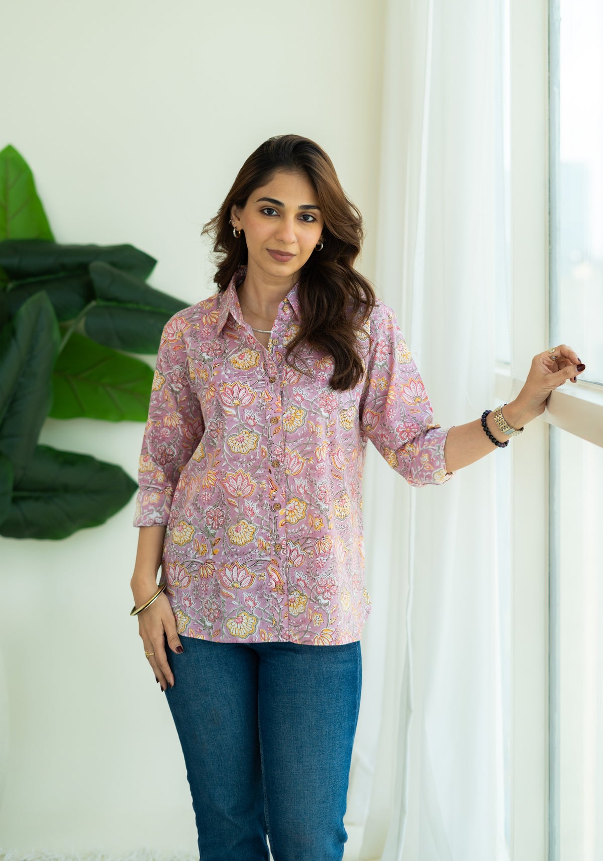 Kashmiri Gul Handblock Cotton Shirt