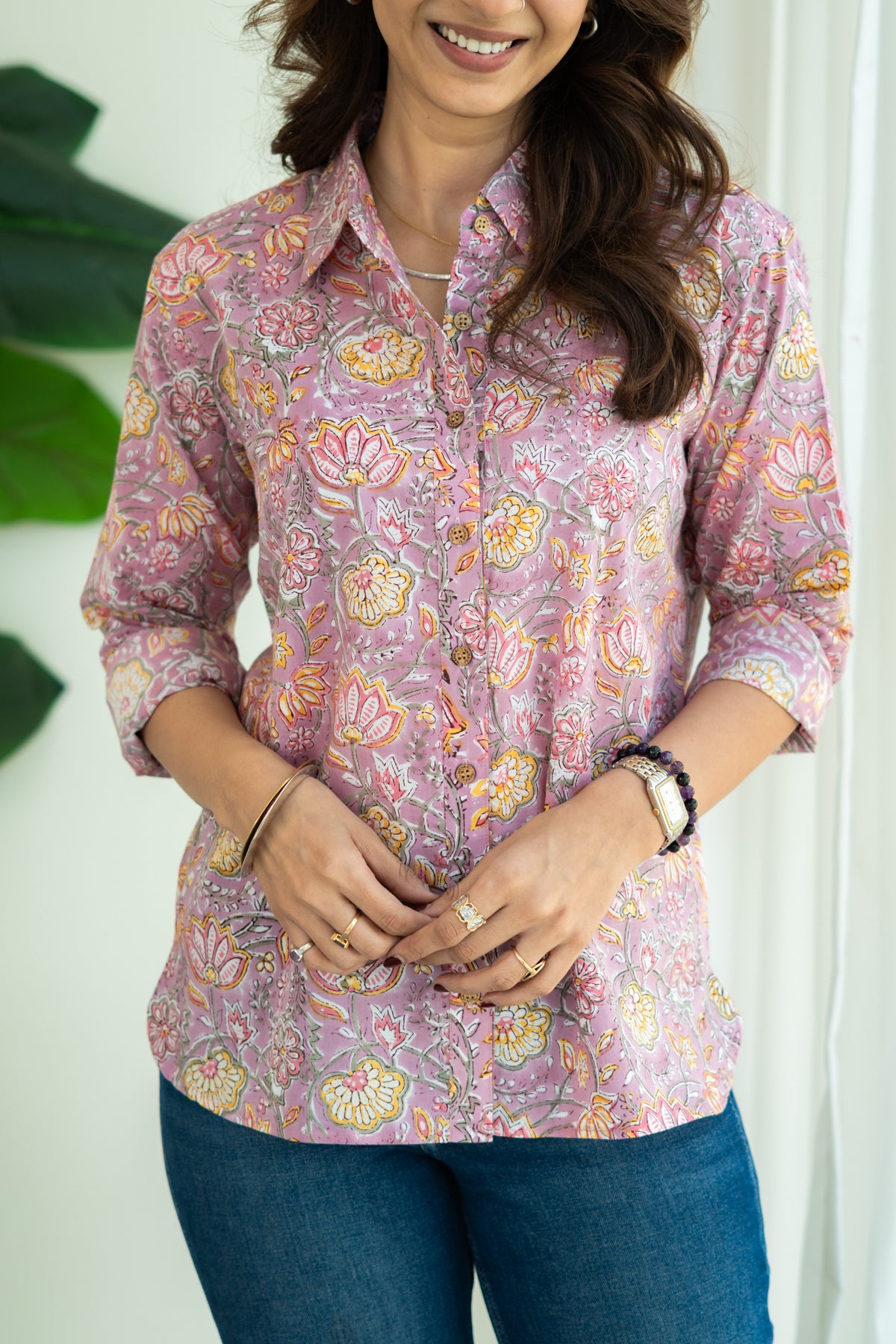 Kashmiri Gul Handblock Cotton Shirt