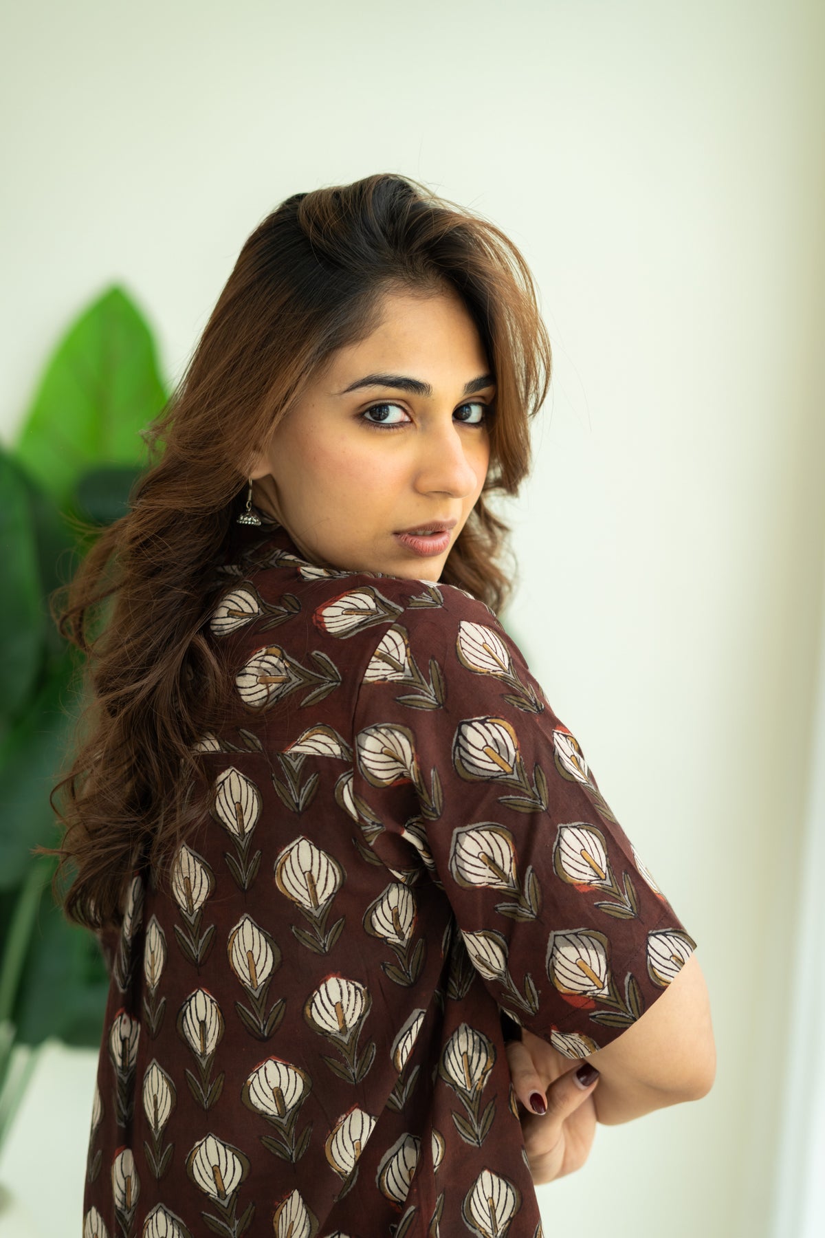 Maroon Kalika Handblock Cotton Shirt Kurti