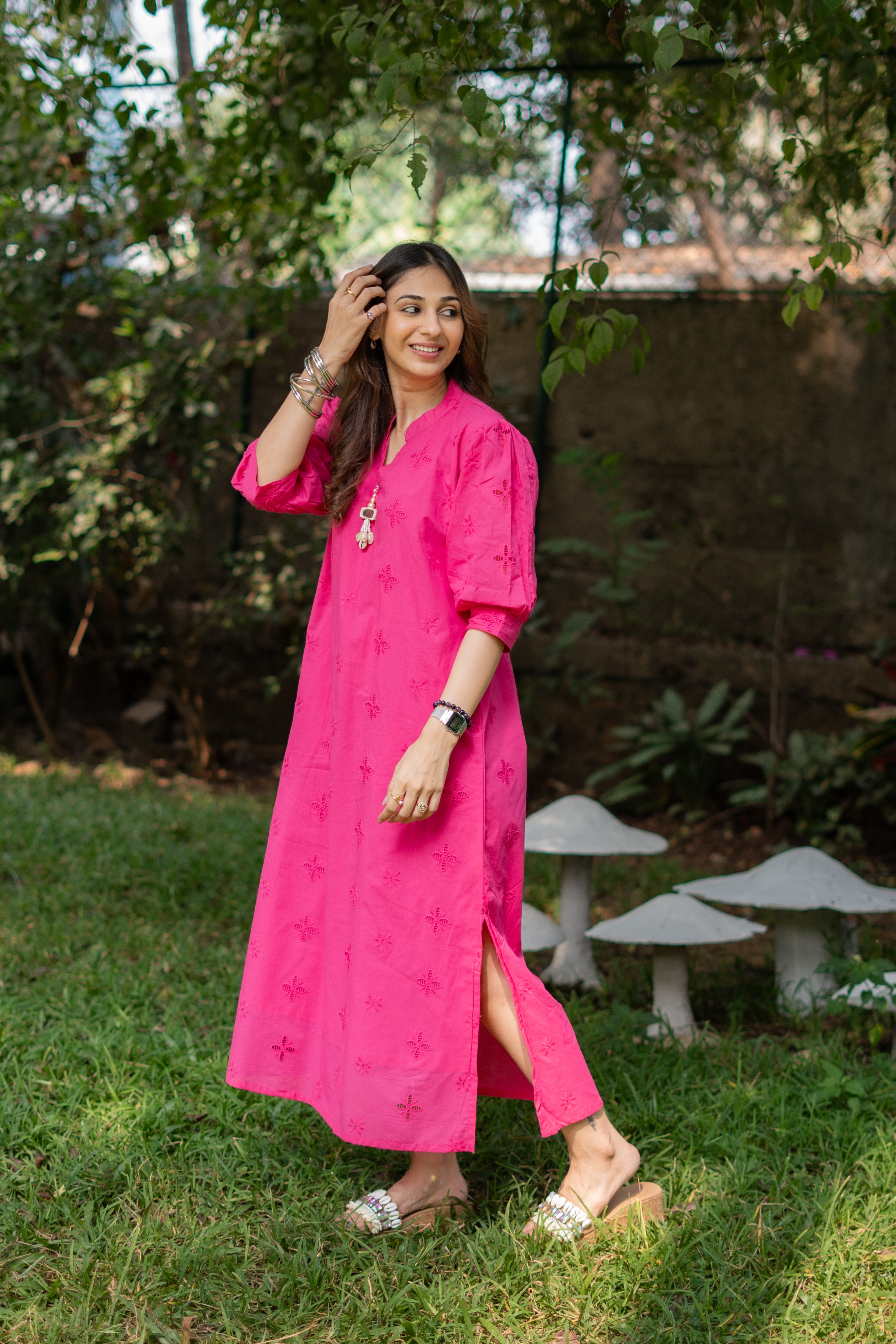 Rani Hakoba Cotton Dress Paired with Latkan