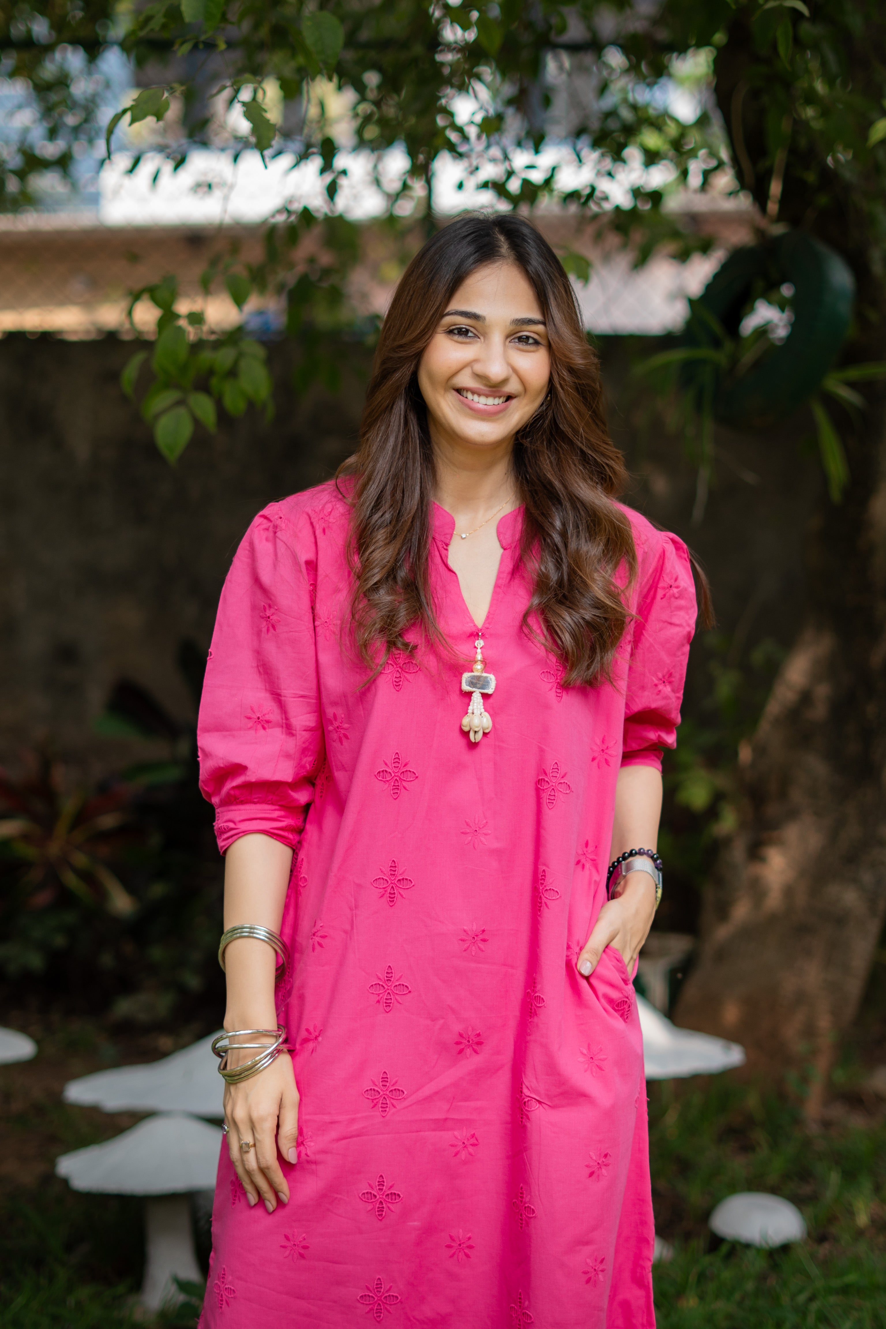 Rani Hakoba Cotton Dress Paired with Latkan