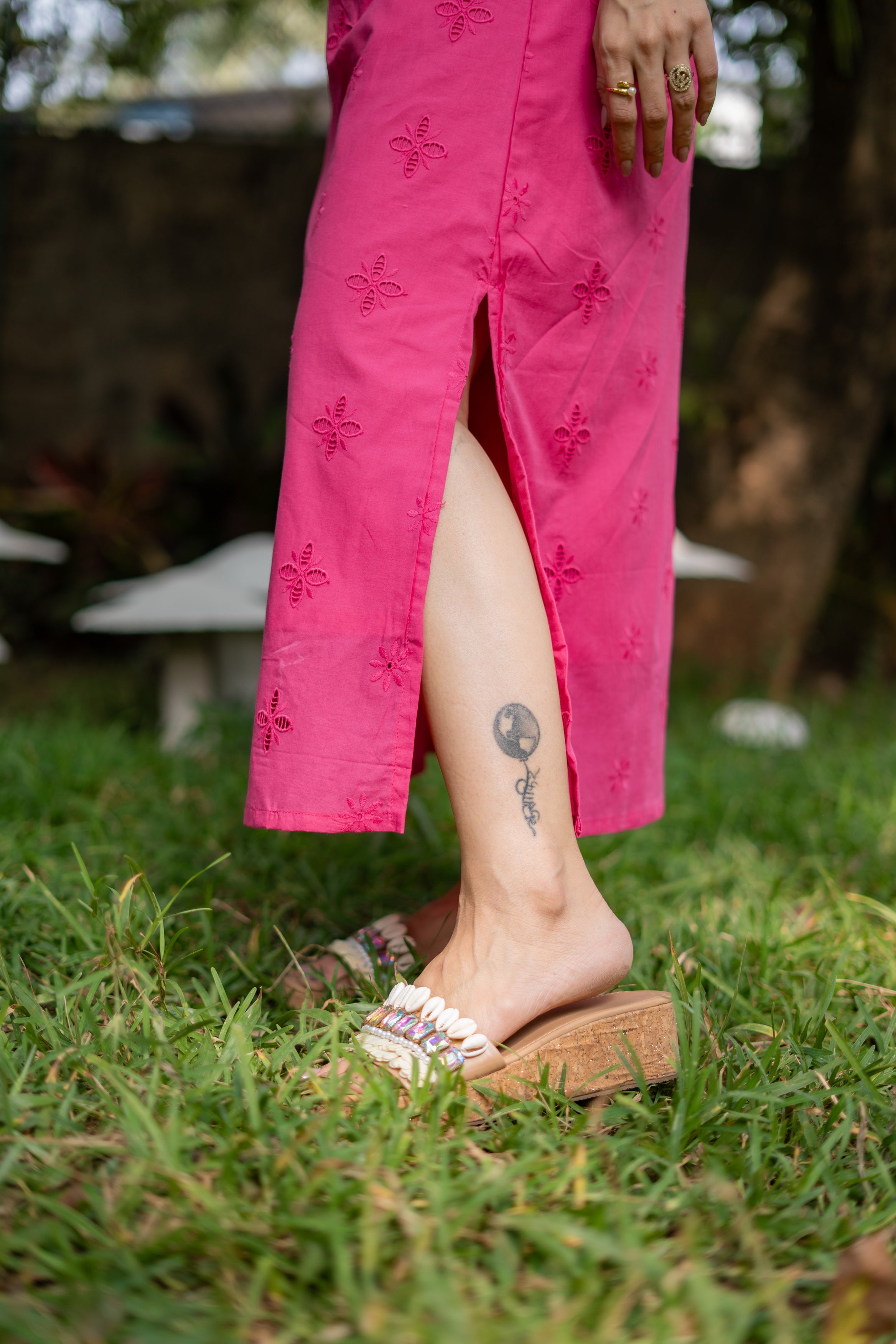 Rani Hakoba Cotton Dress Paired with Latkan