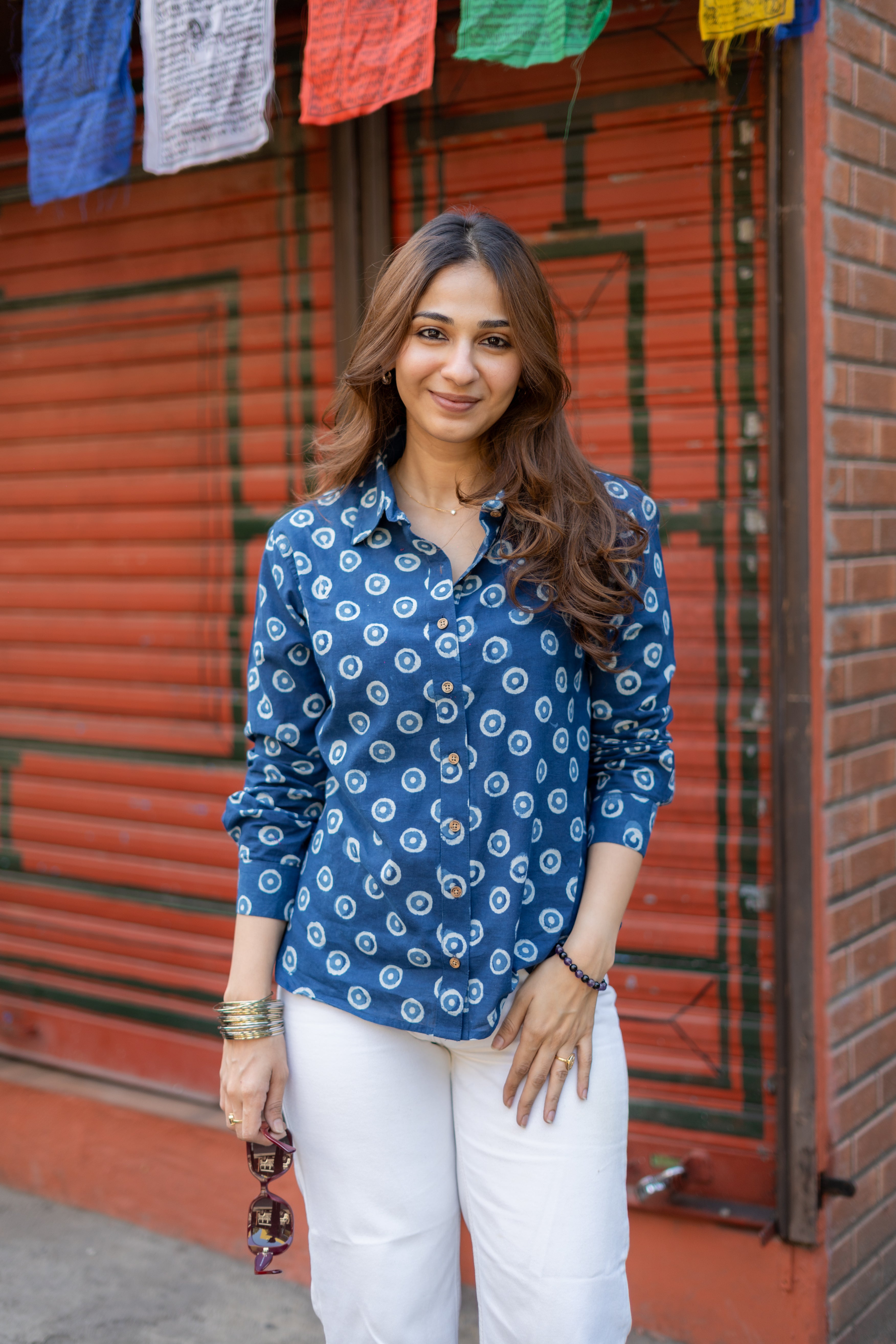 Indigo No Nazar Handblock Cotton Shirt